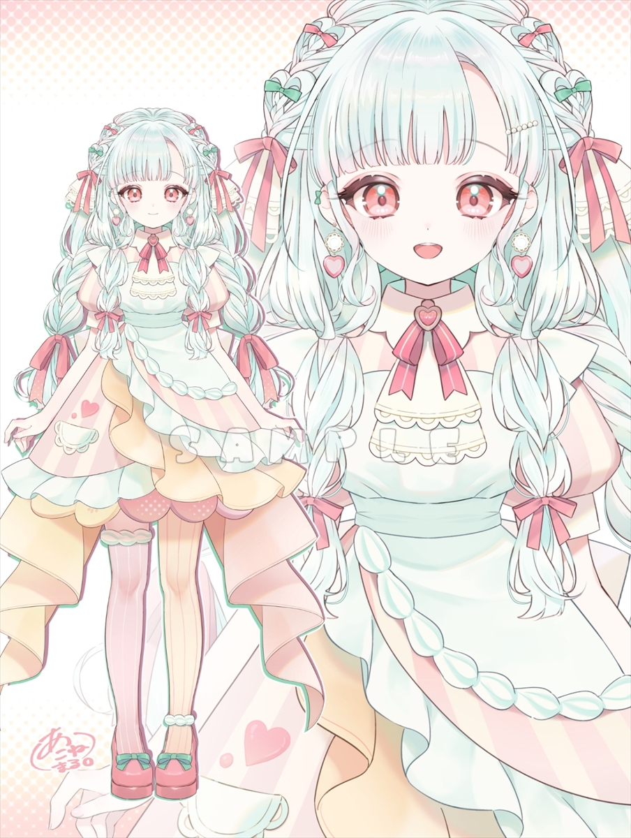 白髪三つ編みメイドちゃん　立ち絵-1