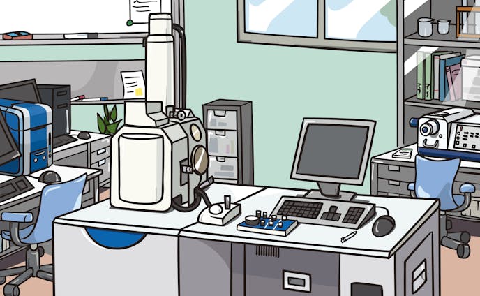 Illustration of the cover of an electron microscope manual