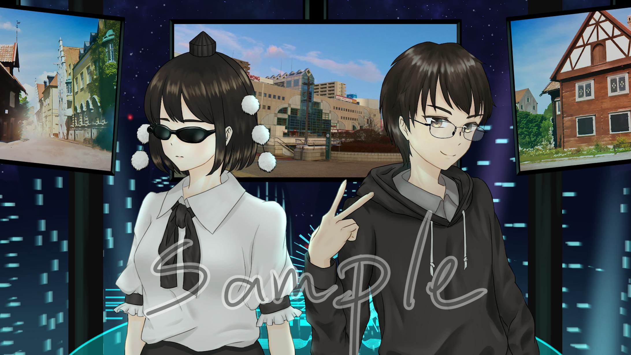 さくしゃ様ご依頼 逃走中07 招待状用イラストレーション