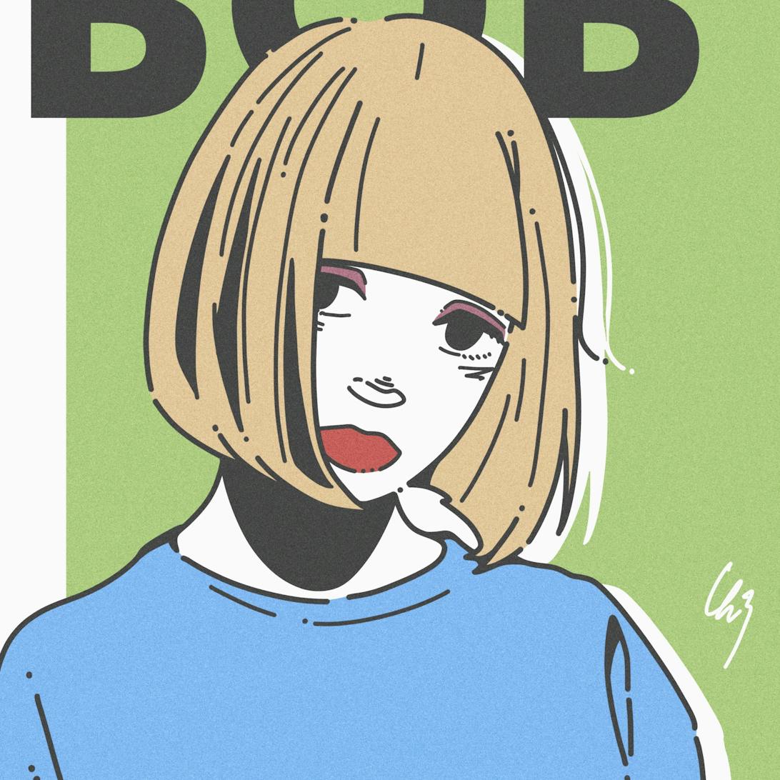 ポップでカラフルな輪郭線はっきり女の子イラスト ポップでカラフルな輪郭線はっきり女の子イラスト