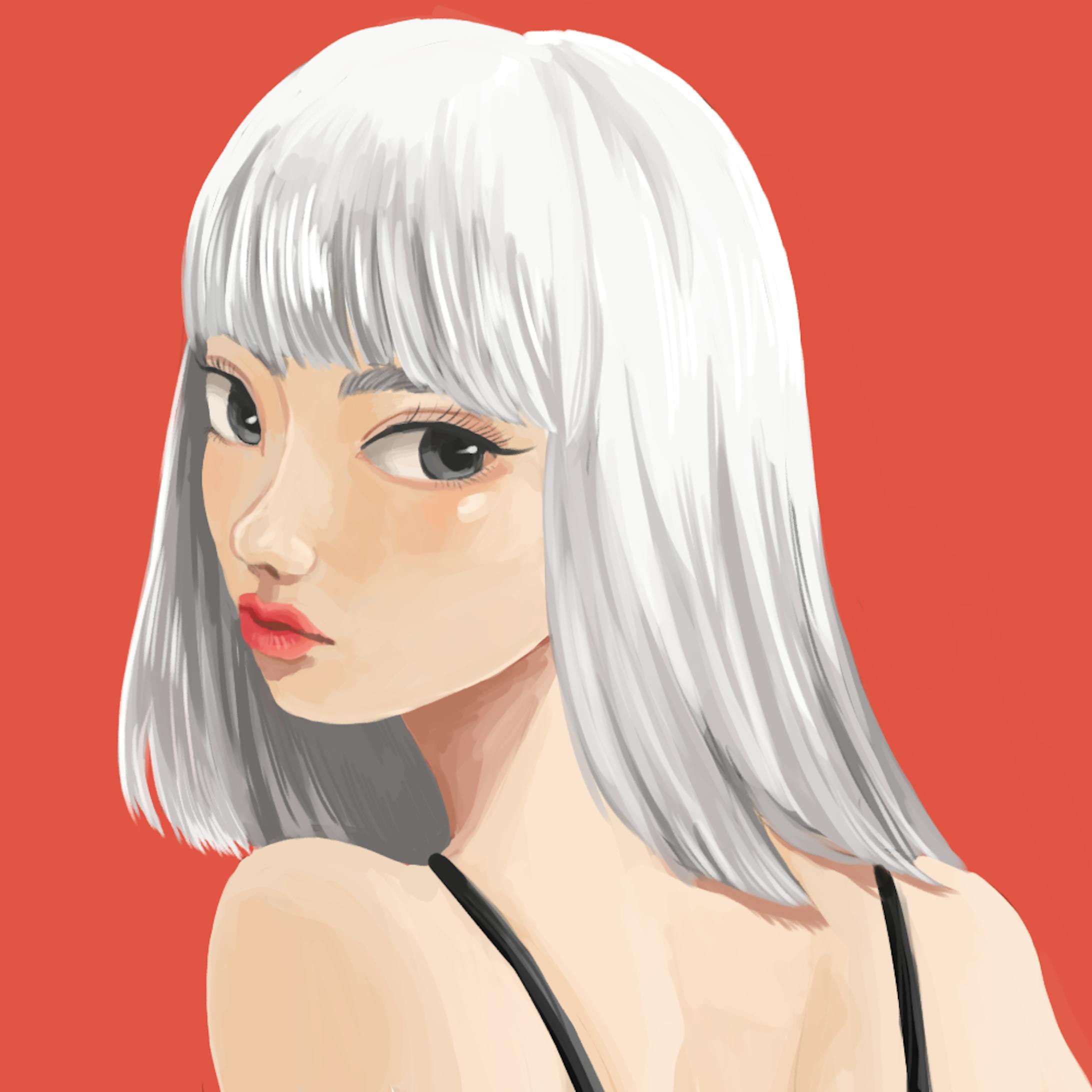 white-haired girl/イラストレーション-1