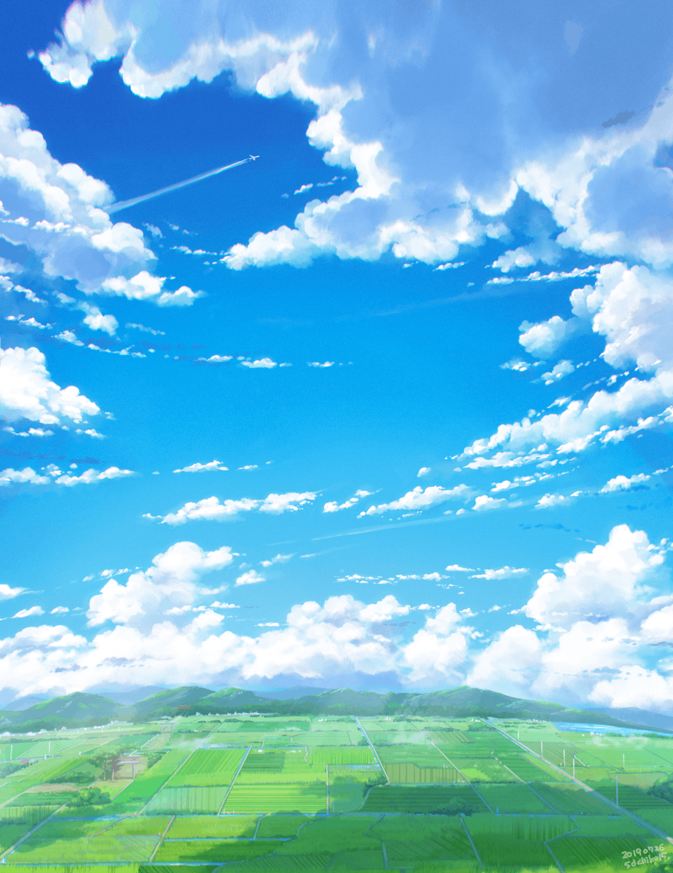 青空と雲と田園-1