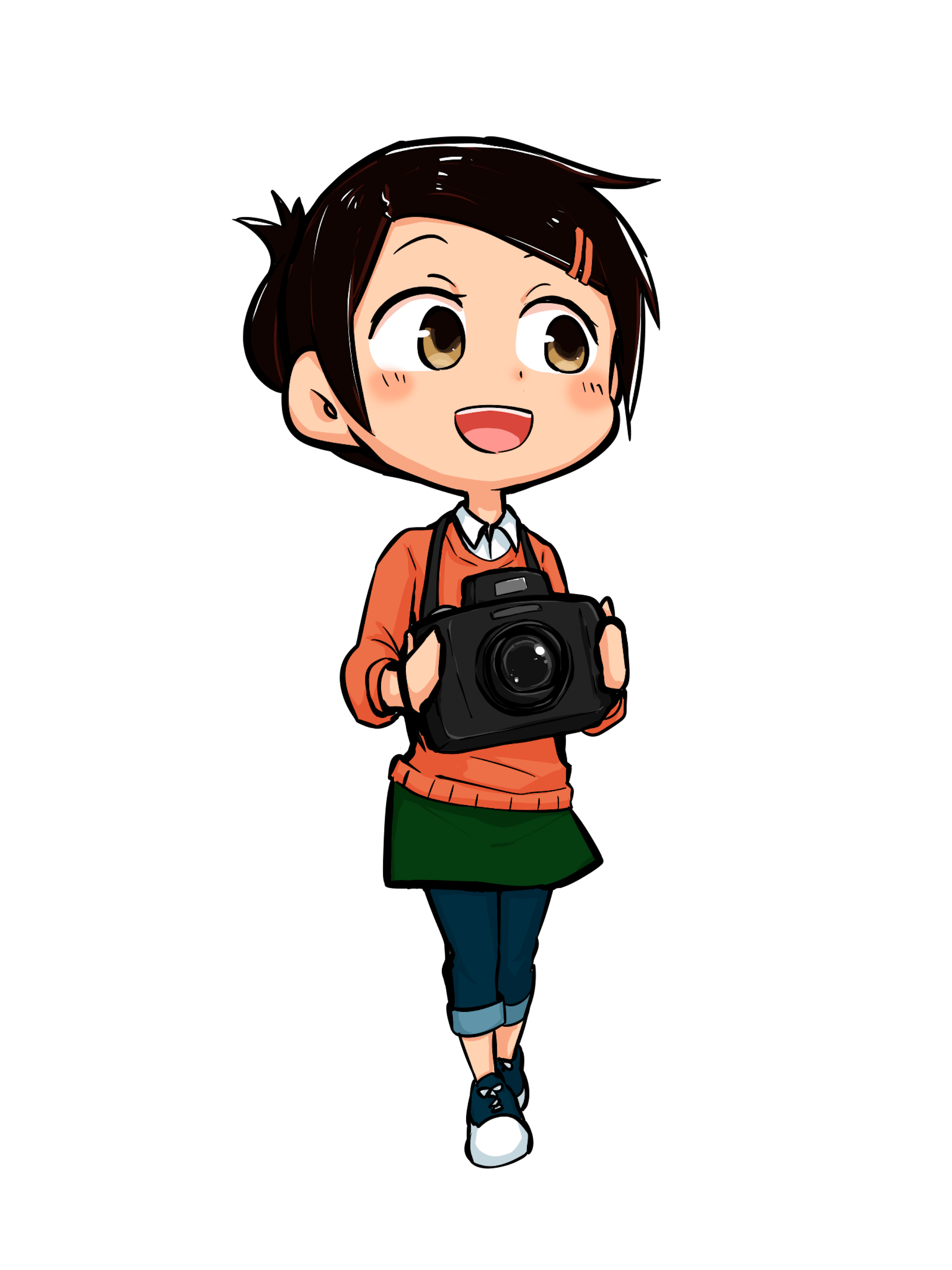 カメラ女子のイラスト