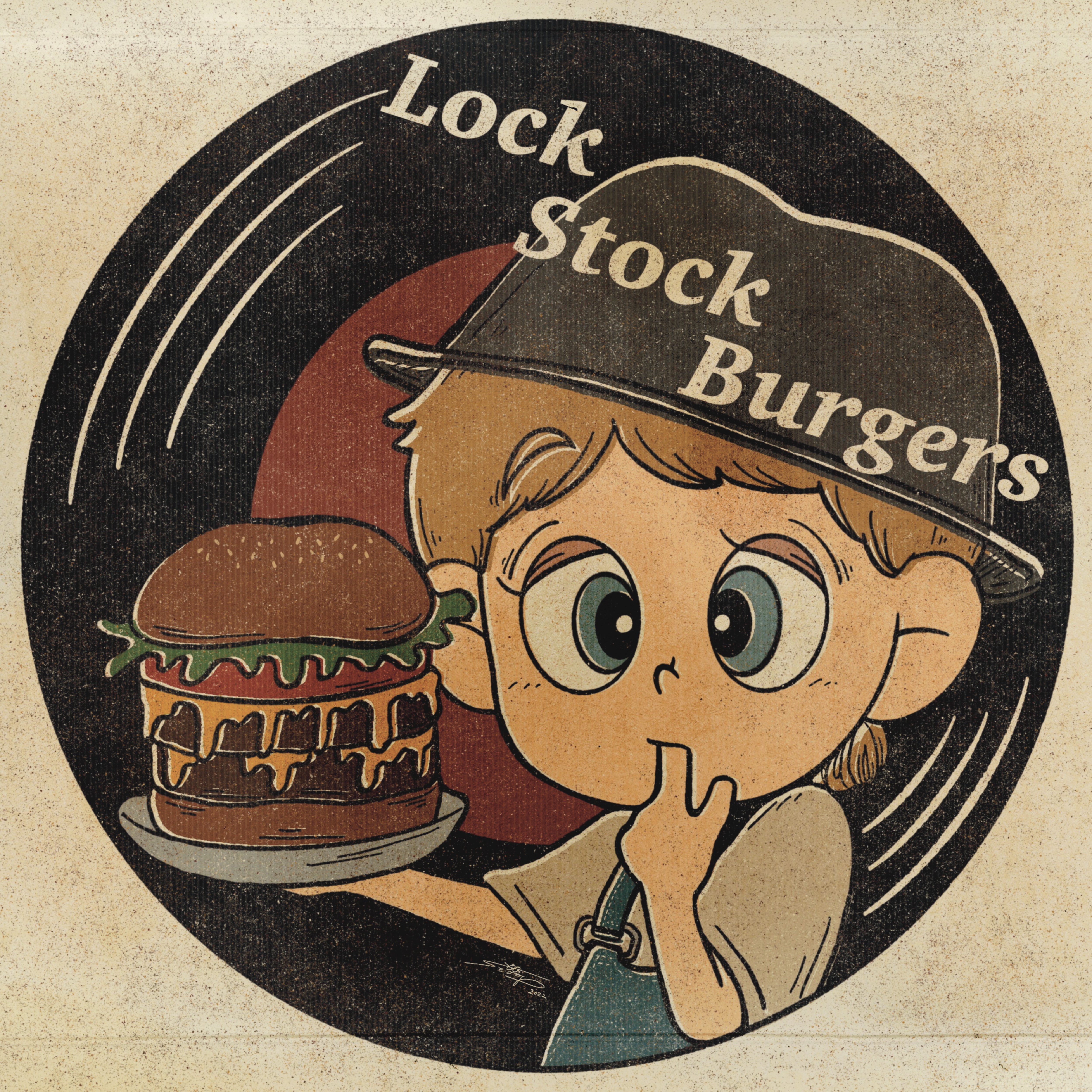 ハンバーガーショップLock Stock Burgers 様 店舗看板デザイン-1