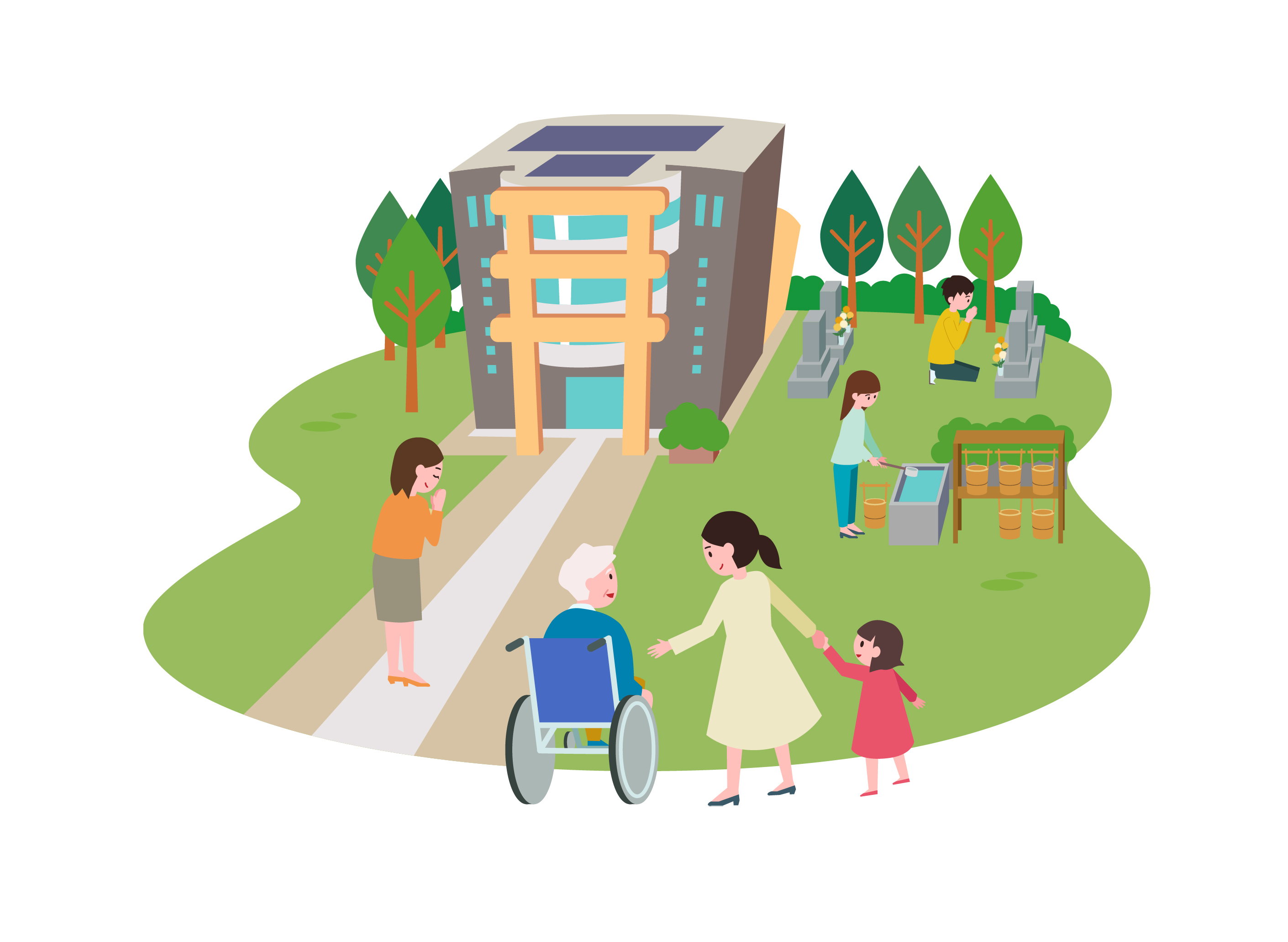 お寺の本堂紹介サイト用イラスト-1