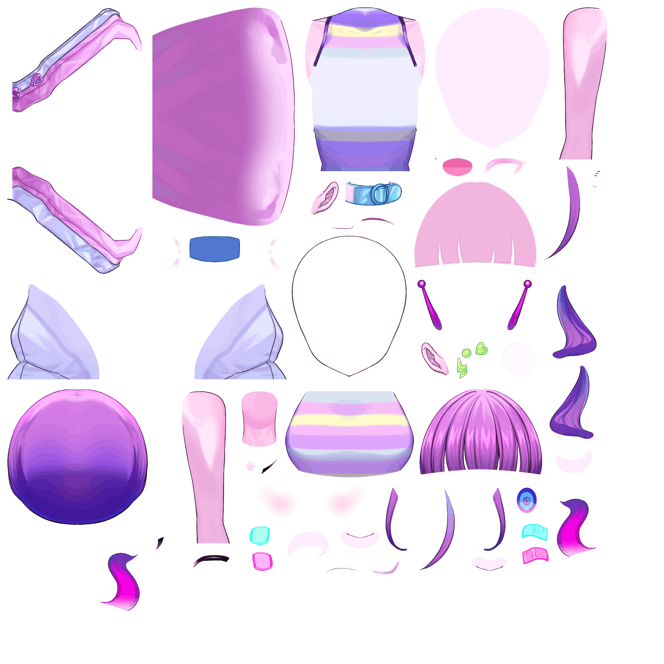 21 Live2dパーツ分けイラスト