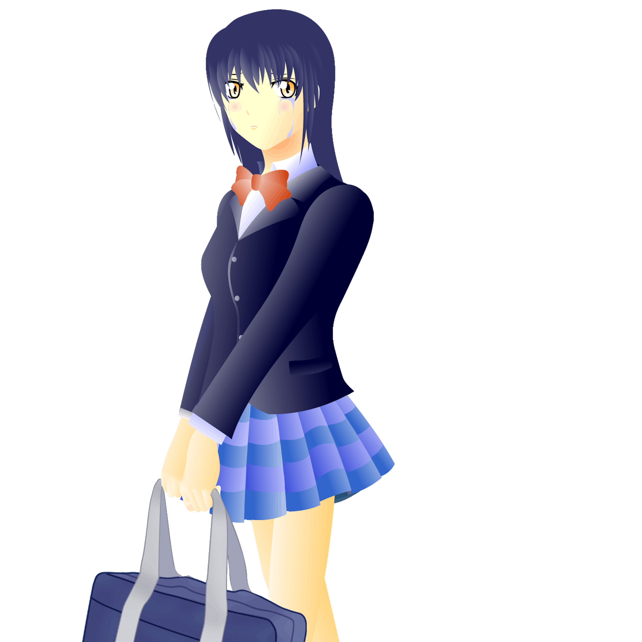 スクールバッグ少女風 立ち絵 泣き