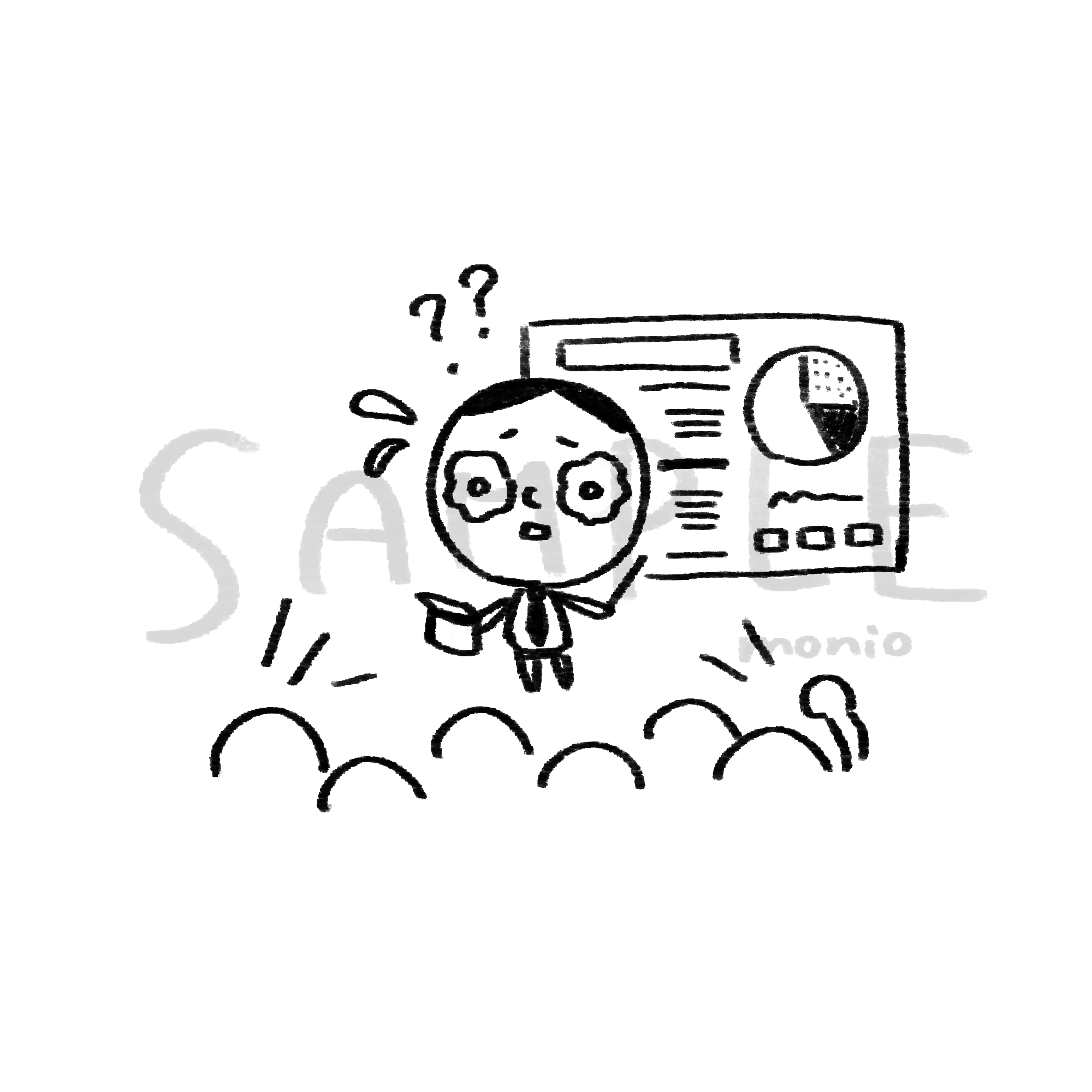 カットイラストイメージ（プレゼンで混乱中）-1