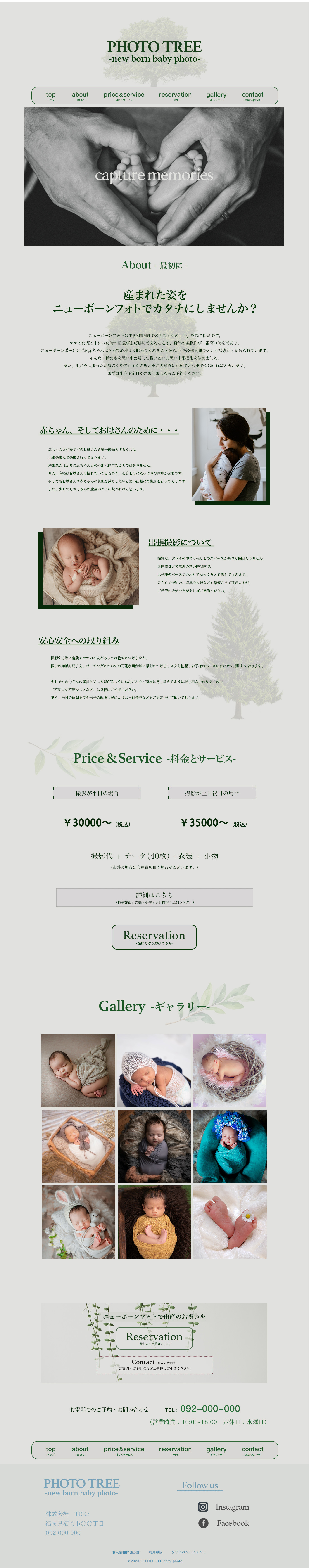 出張ニューボーンフォトのWebデザイン-1