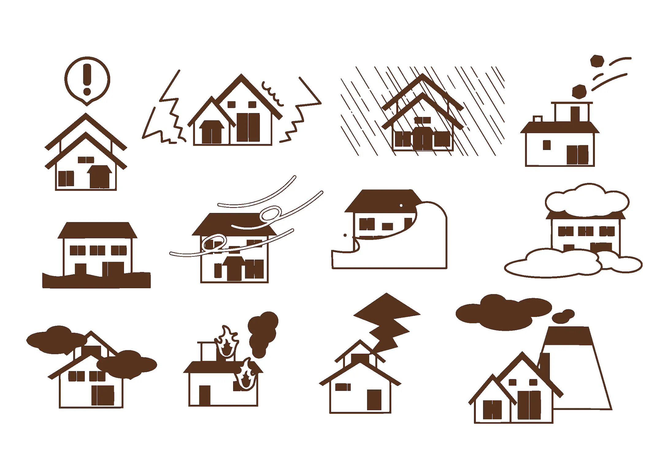 家と災害イラスト