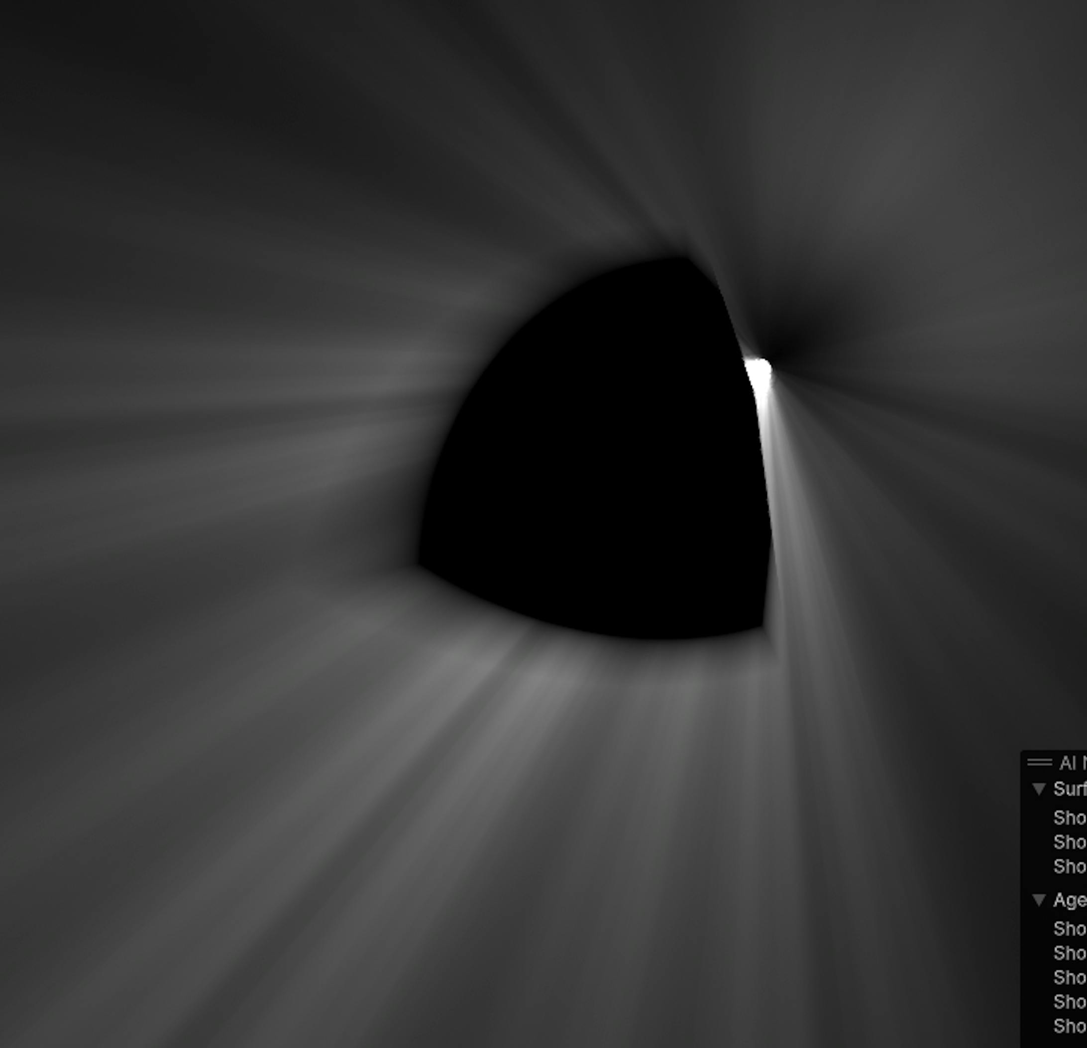 Fig.4 ビームライトの途中にオブジェクトがあった場合(加工後逆光) Fig.4 ビームライトの途中にオブジェクトがあった場合(加工後逆光)