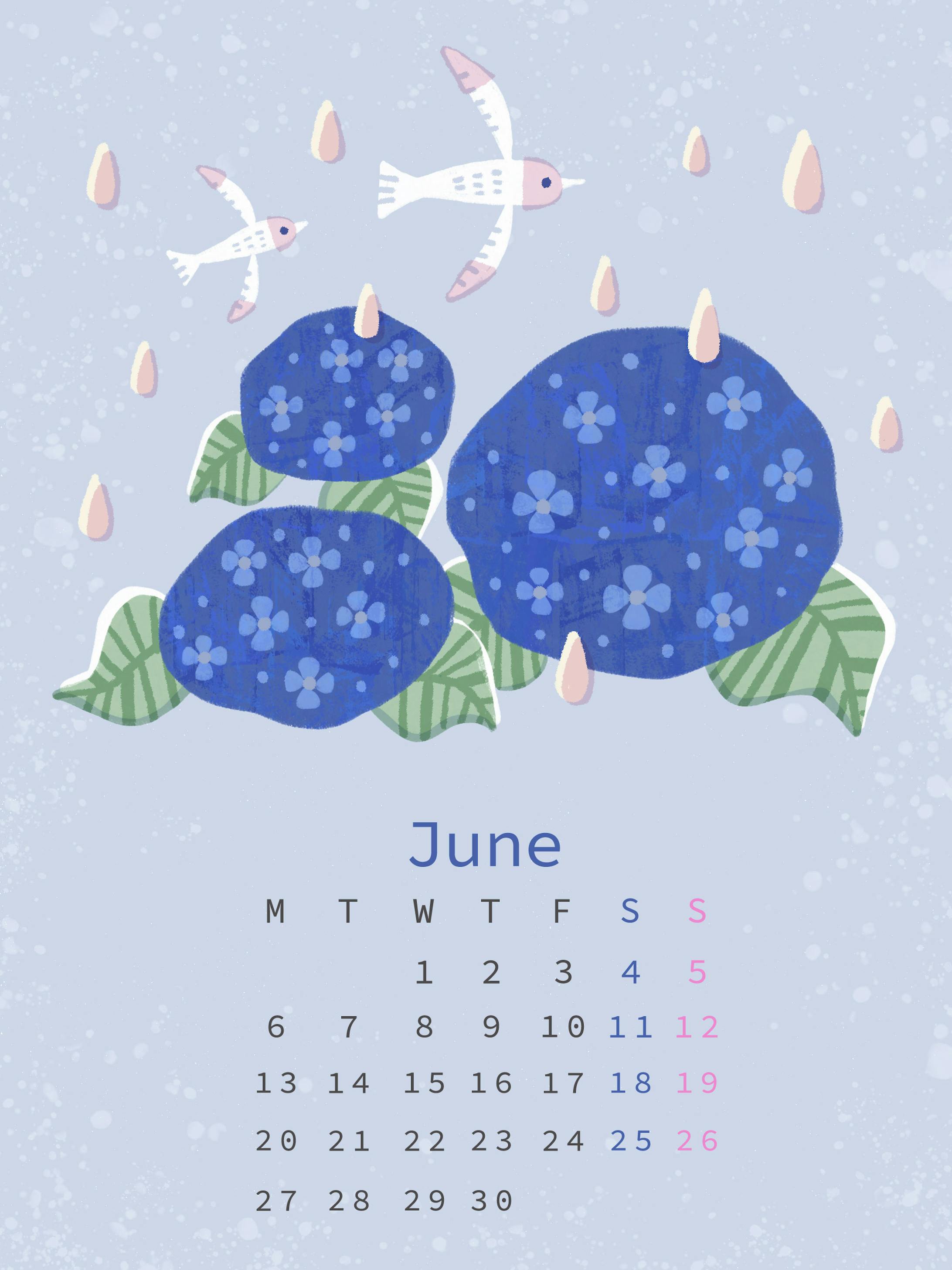イラストカレンダー　2022年6月7月-1