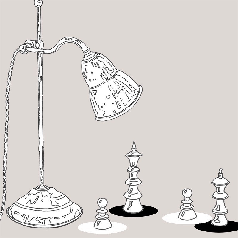 展示用_オリジナル作品_ライトとチェスの駒