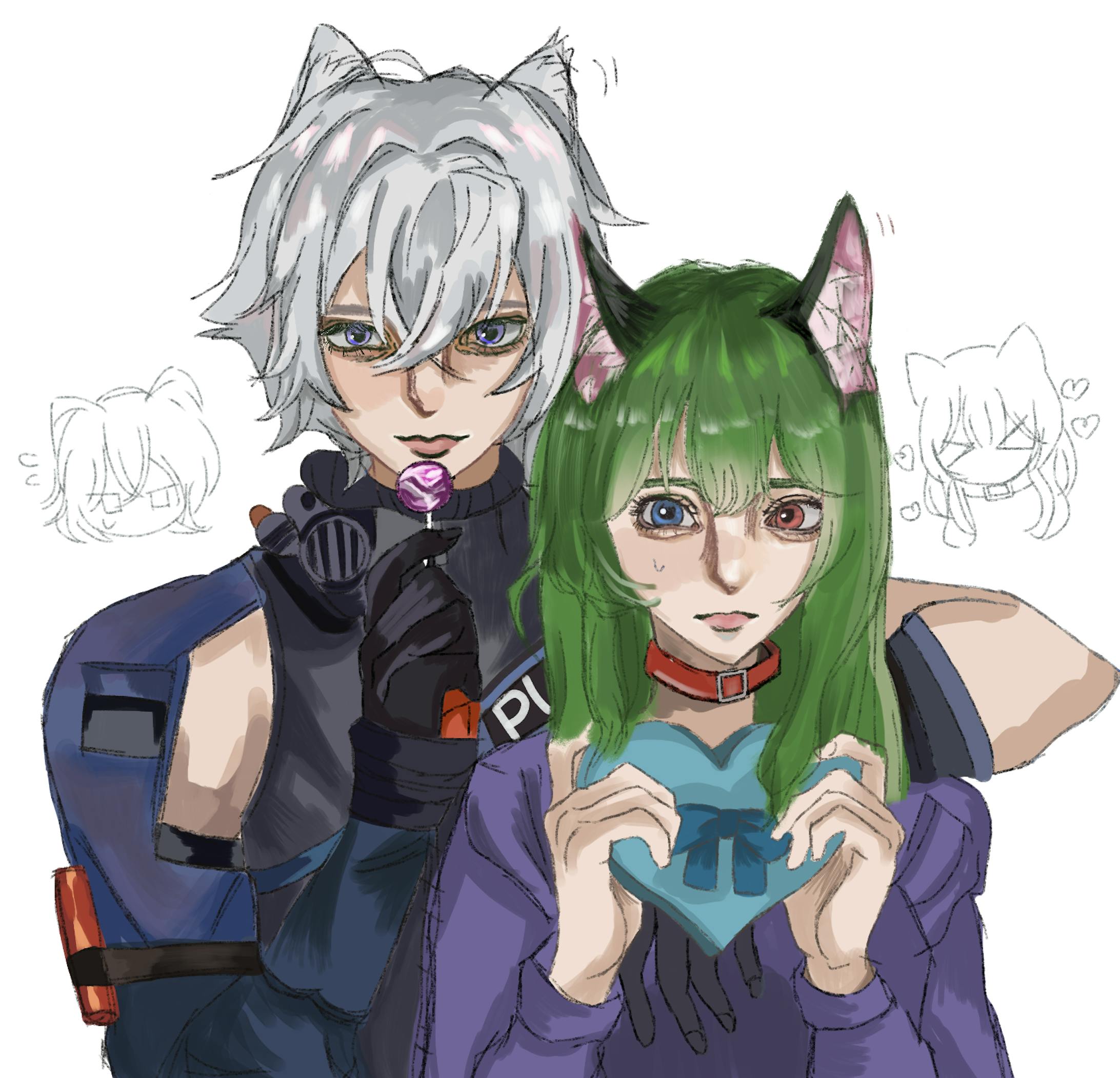 簡易塗り2人絵(2200円)-1