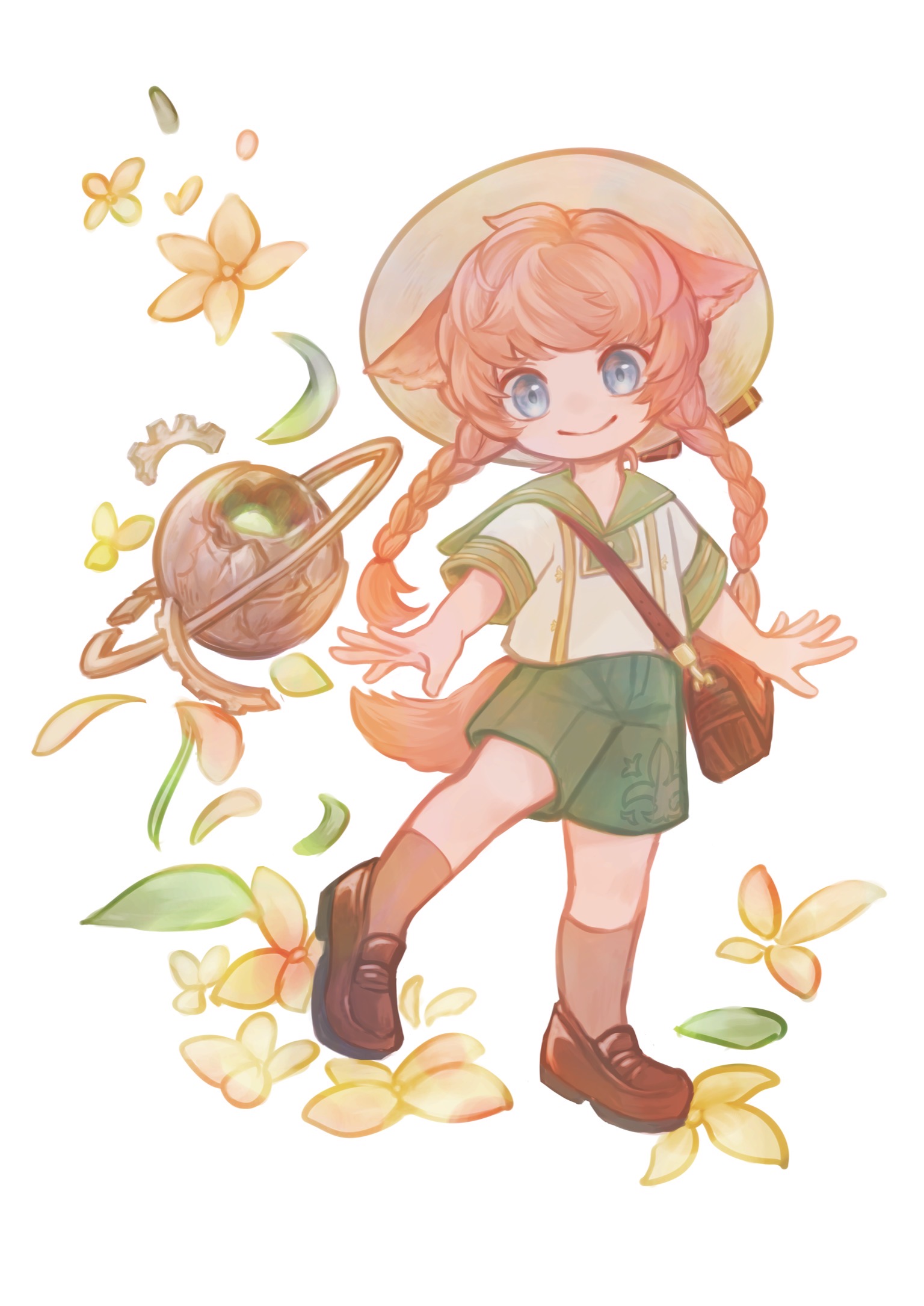 額絵　少女たちと花園　ファンタジー ファンタジー少年立ち絵