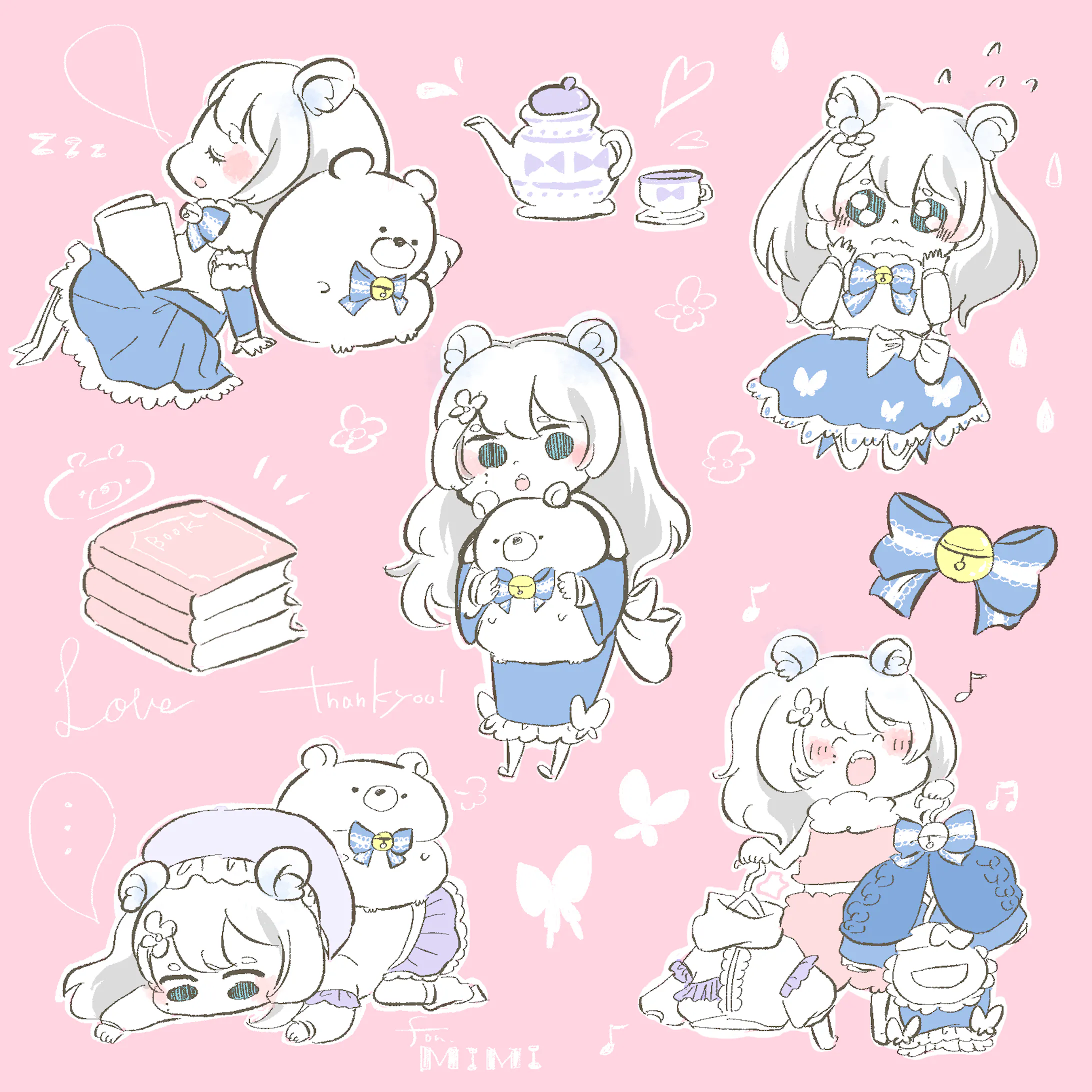 女の子のデフォルメイラスト 様々なポーズ