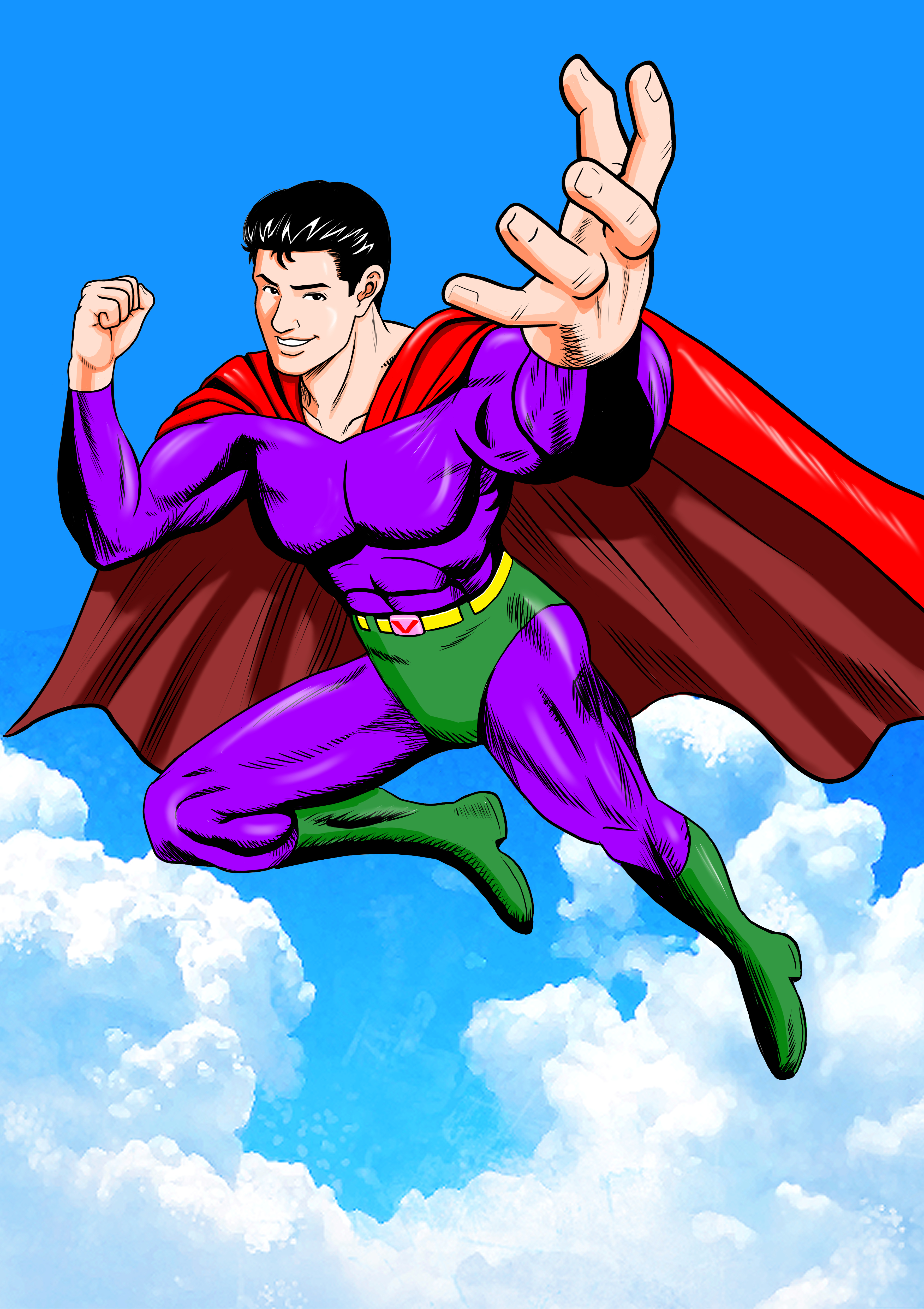 アメコミキャラフライングポーズ-1