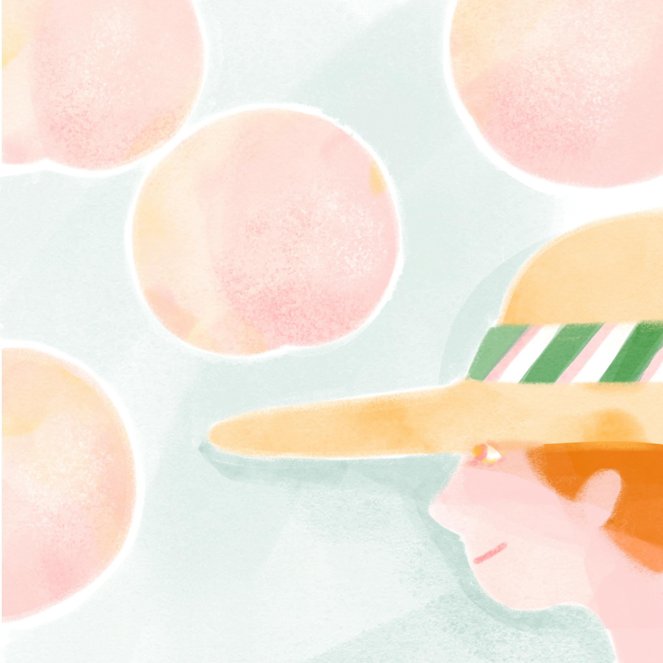 桃と麦わら帽子の女-1