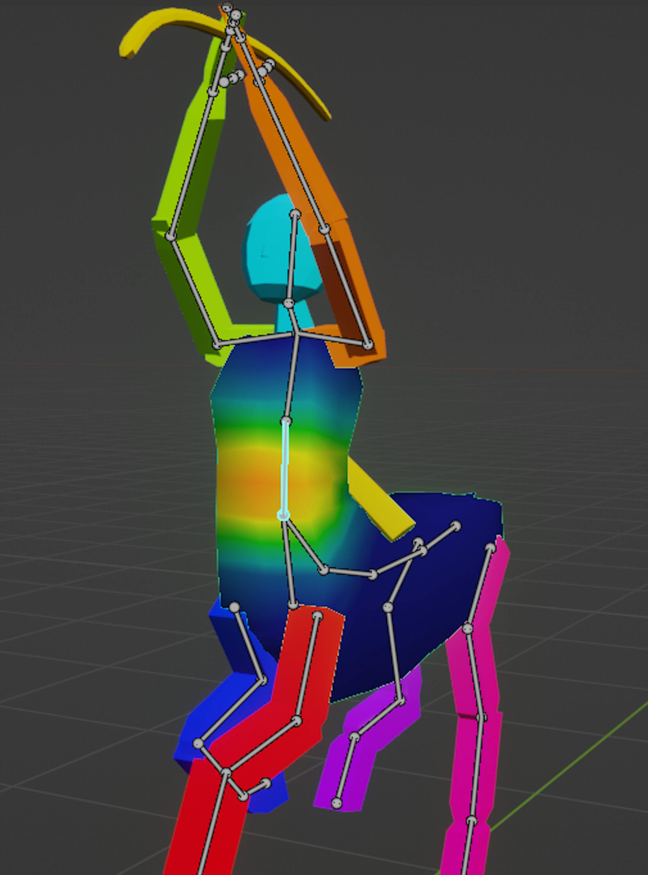 モデル（下書き用）を作ってリギングをして雑に色分け、アニメーションをつける