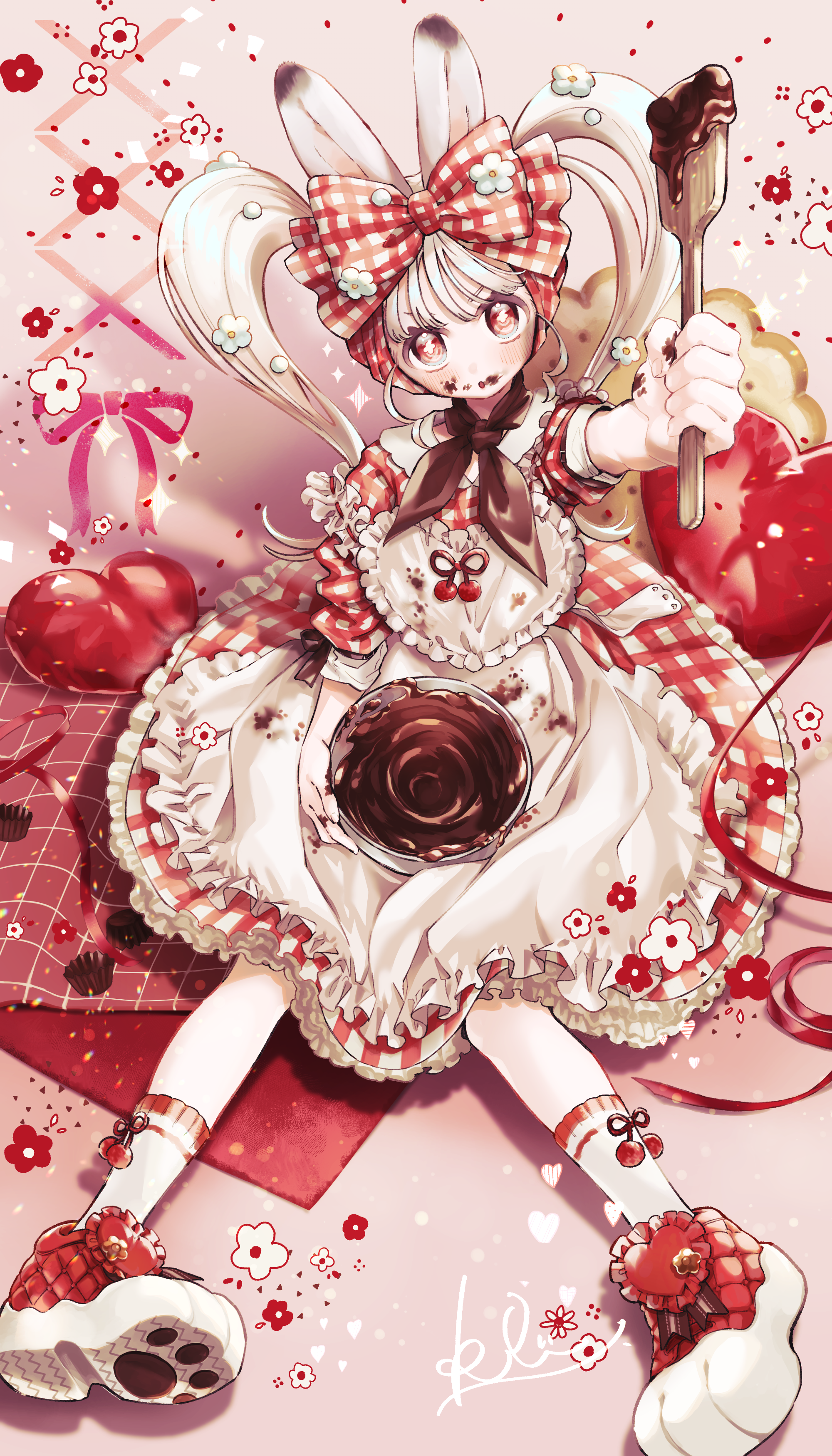 キャラクターイラスト/バレンタイン-うさぎ-女の子-1