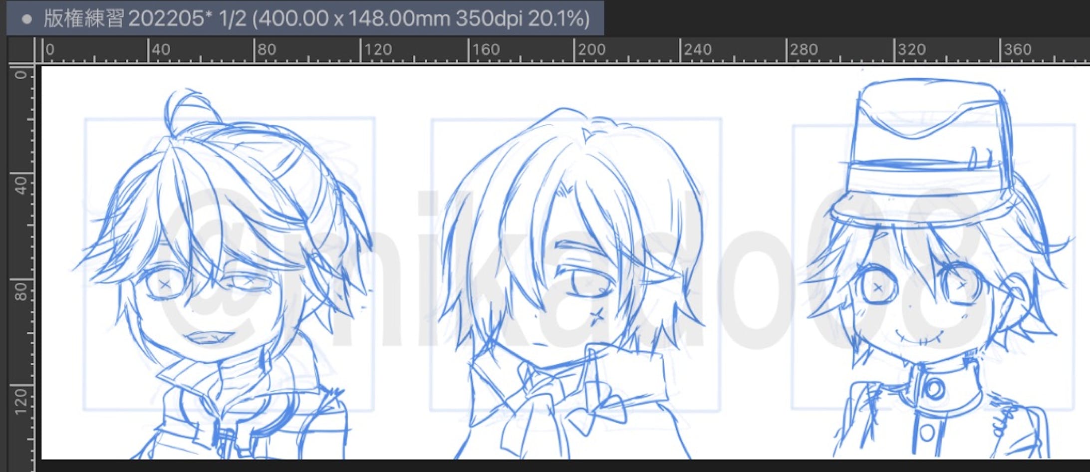 ●下書き:並べて統一感が出るよう比較 ●下書き:並べて統一感が出るよう比較