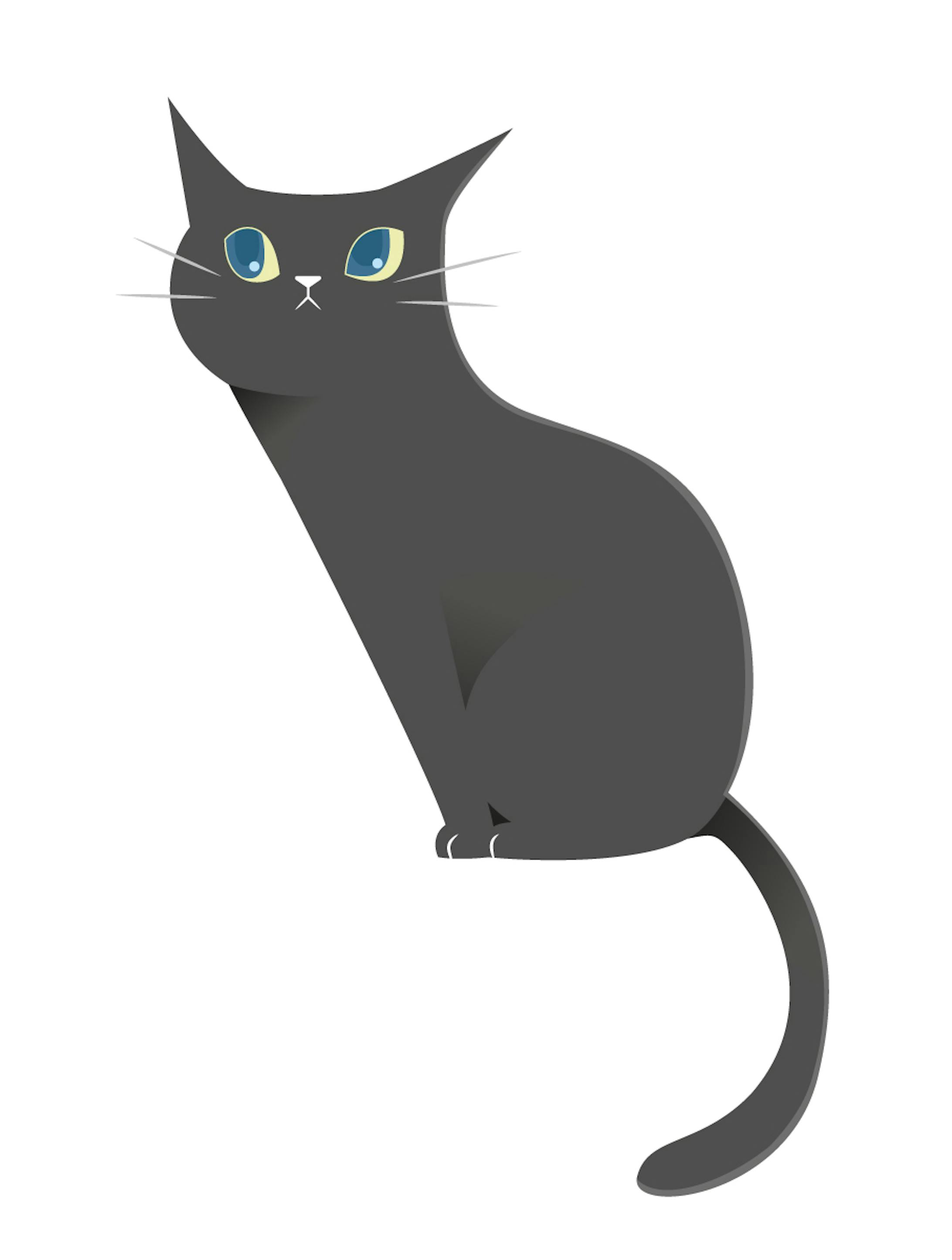 座る黒猫のイラスト