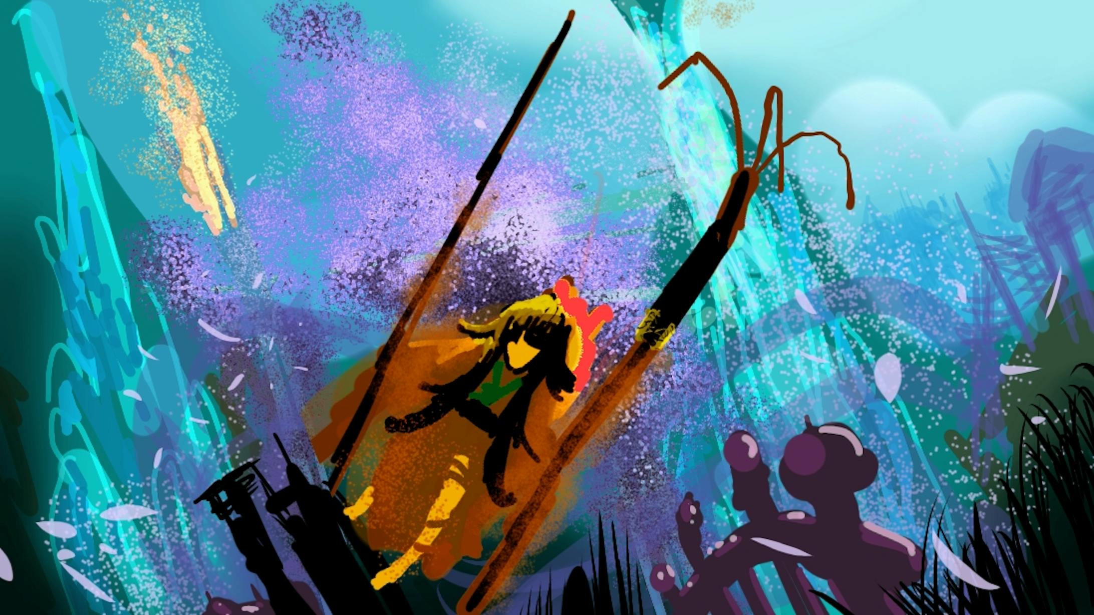 メインカラー:青緑、サブカラー:紫、アクセントカラー:濃橙(制作時間: 40分) メインカラー:青緑、サブカラー:紫、アクセントカラー:濃橙(制作時間: 40分)