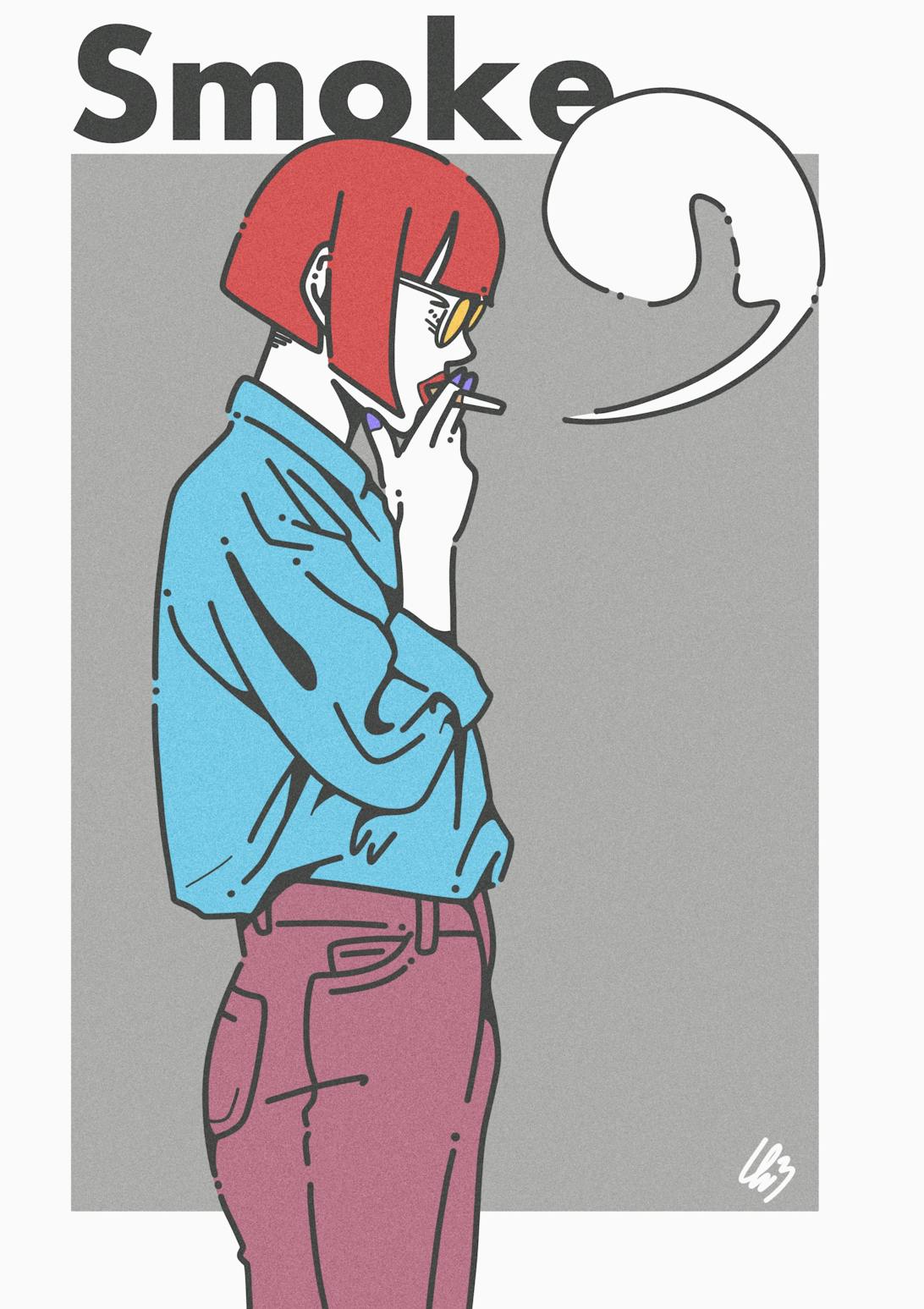 ポップでカラフルな輪郭線はっきり女の子イラスト ポップでカラフルな輪郭線はっきり女の子イラスト