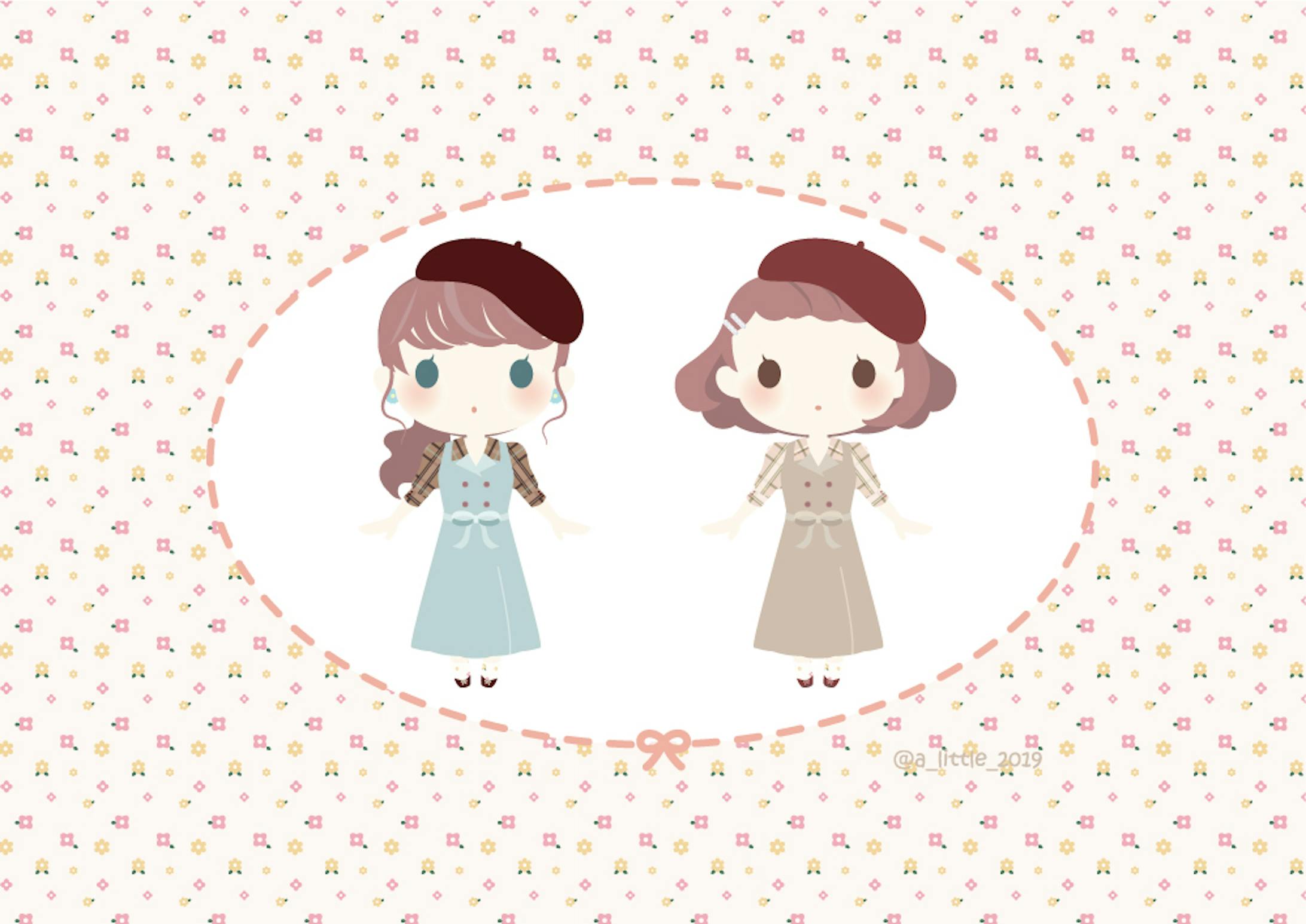 チェックワンピで双子コーデ
