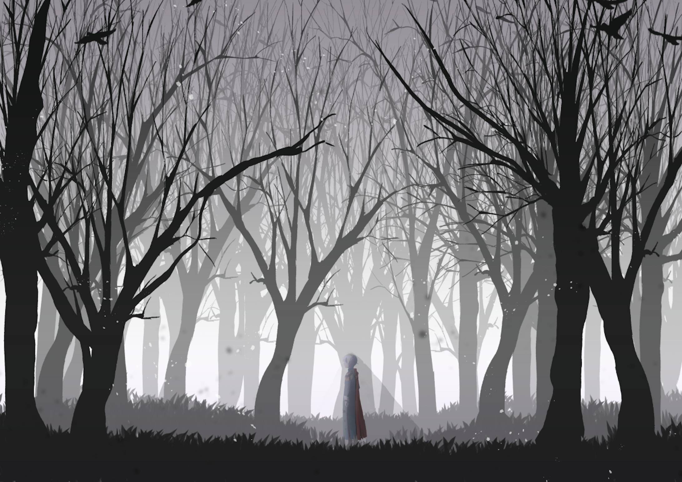 絵本風背景 人物イラスト 絵本風背景 人物イラスト