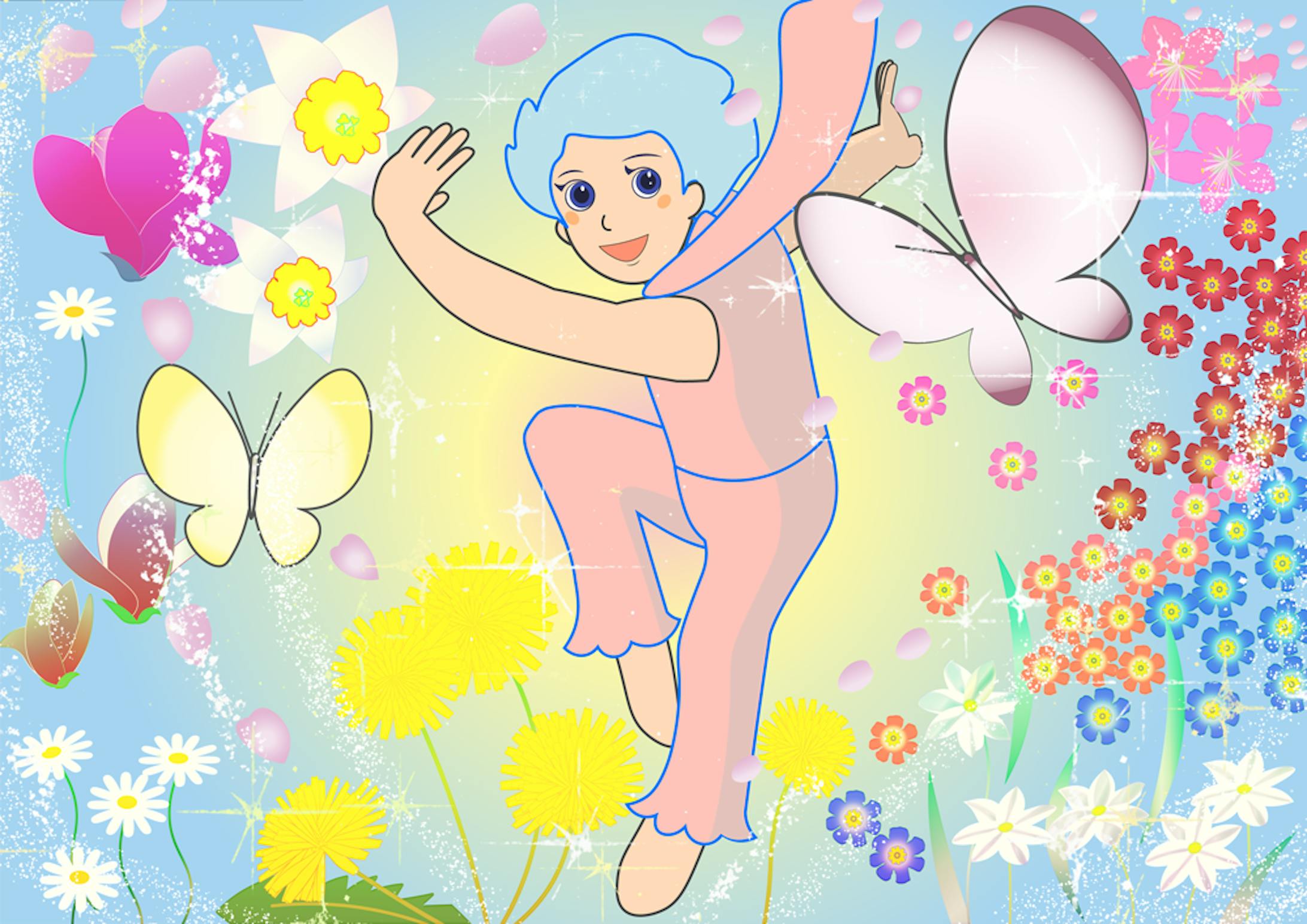 Spring flowers and a fairy  -Creativity in me--1