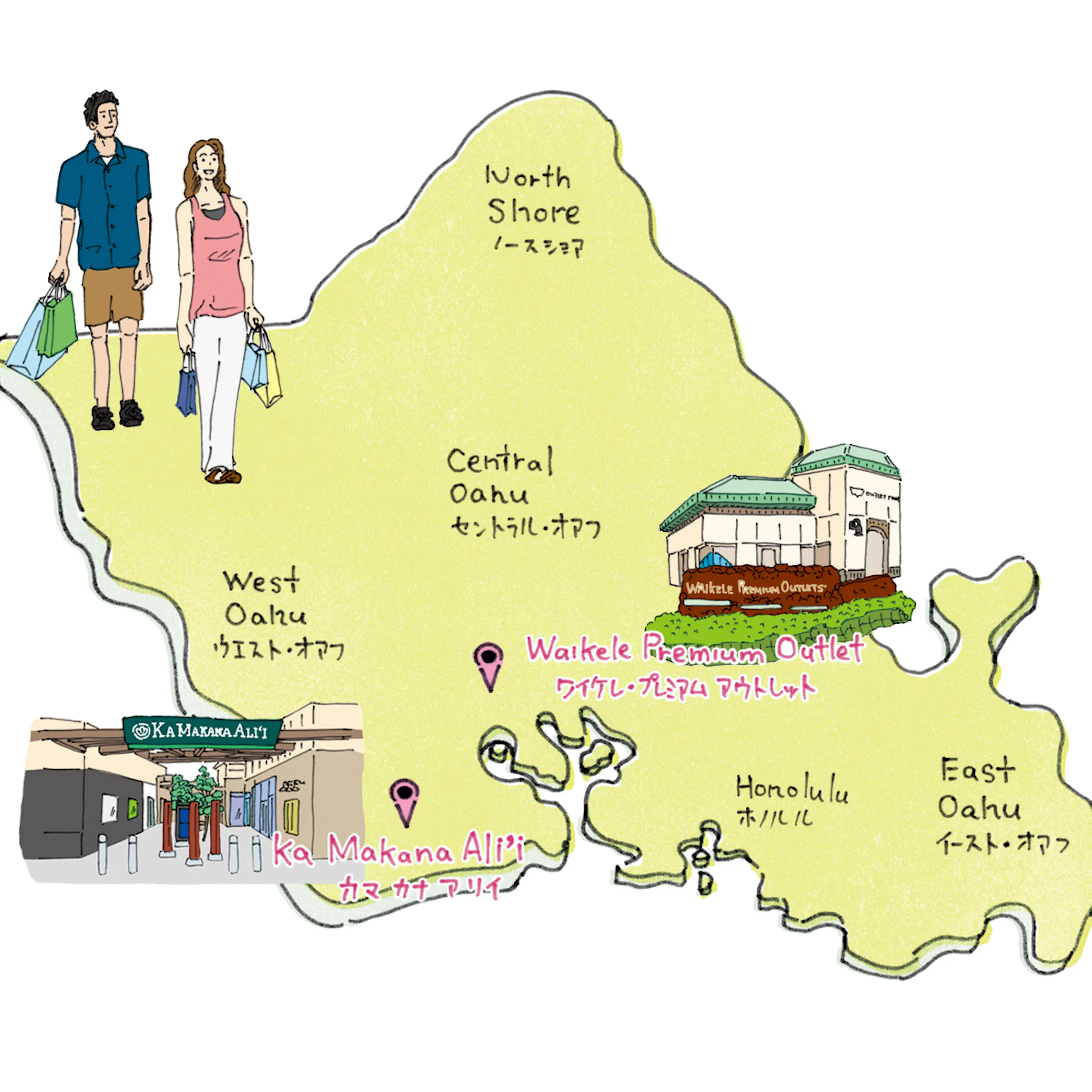 ハワイ州 観光協会パンフレット用 イラスト