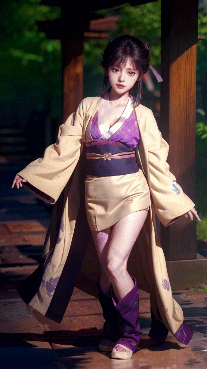 人妻 gif 美しい産屋敷あまねのセクシーな魅力と官能的な着物姿のGIFアニメーション