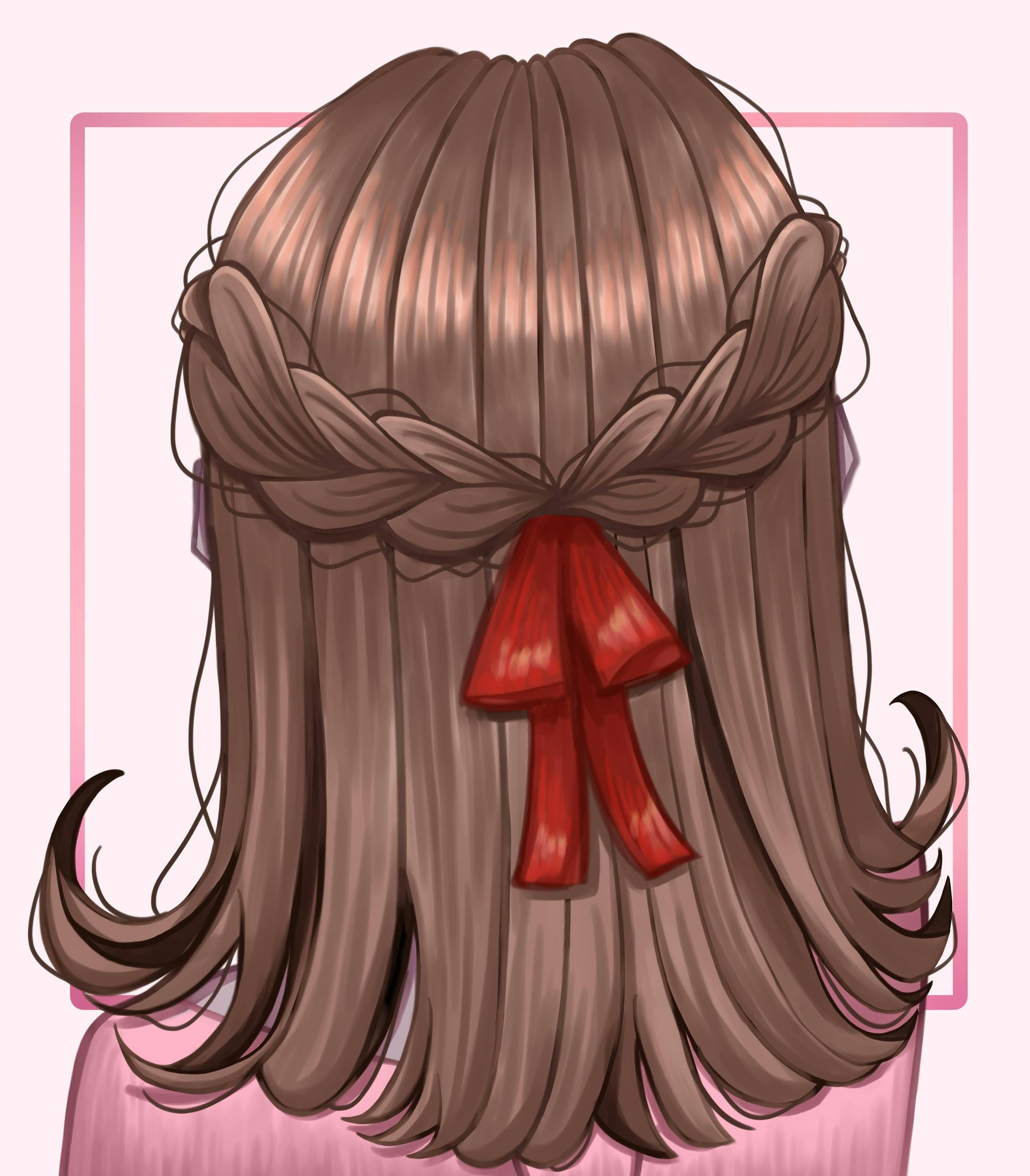 イラコン用イラスト 三つ編みハーフアップ イラコン用イラスト 三つ編みハーフアップ