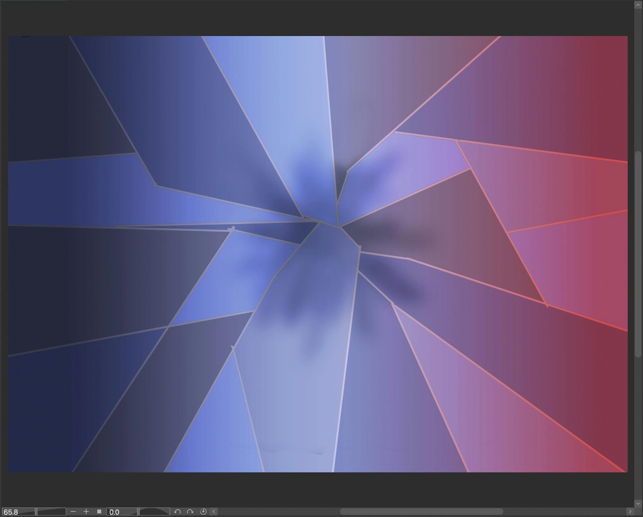 さらに上から青グレー赤のグラデーションマップを使って仕上げた状態。乗算100%にしています。プリセットのグラデーションではなく自作し色の変化が大雑把だった為か、アップにするとモアレが目立つのがまだまだ未熟な所です。最後にキャラクターのフォルダをONにし、アカウントと無断転載禁止のテキストを打ち込んで完成です。