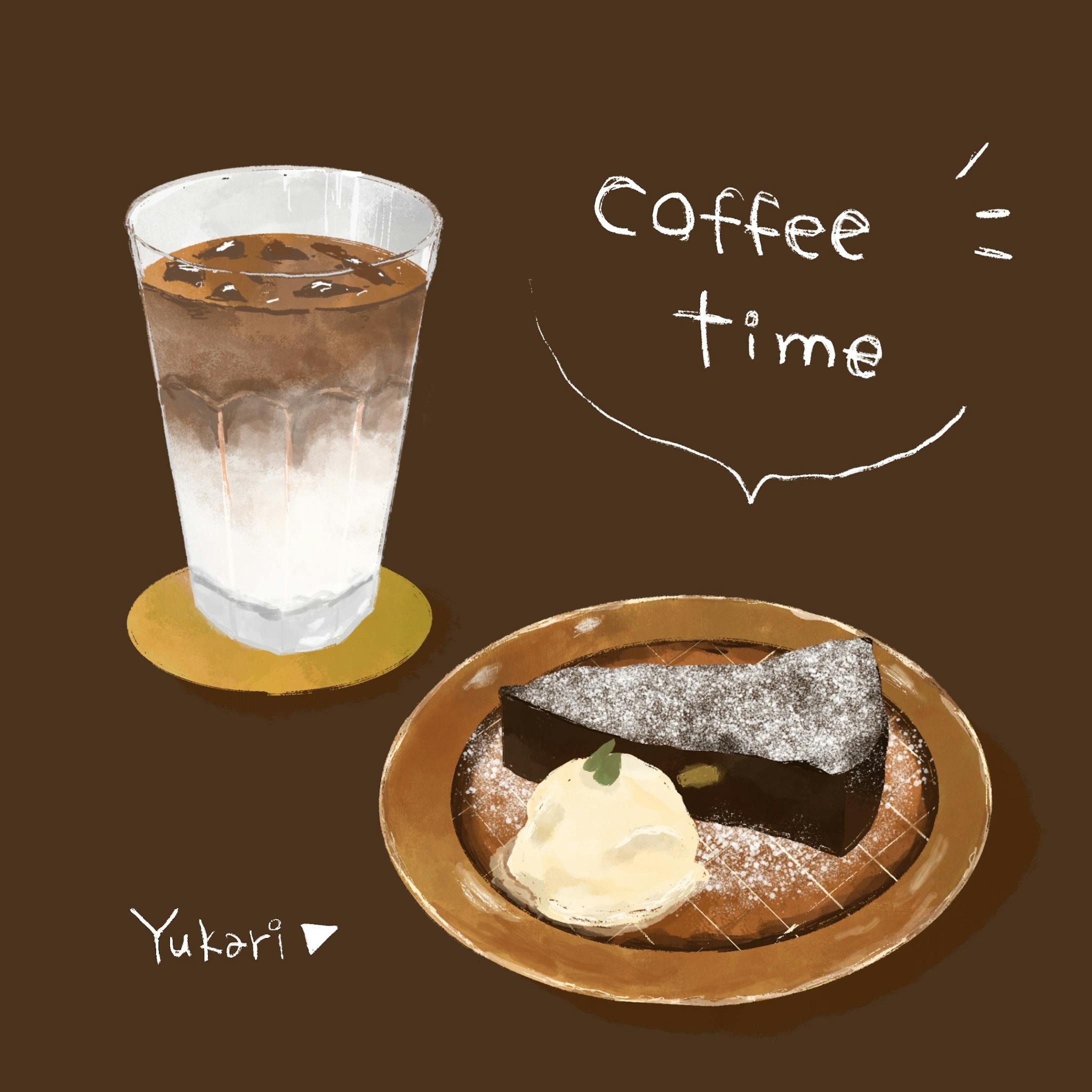 イラスト事例 カフェラテとケーキ