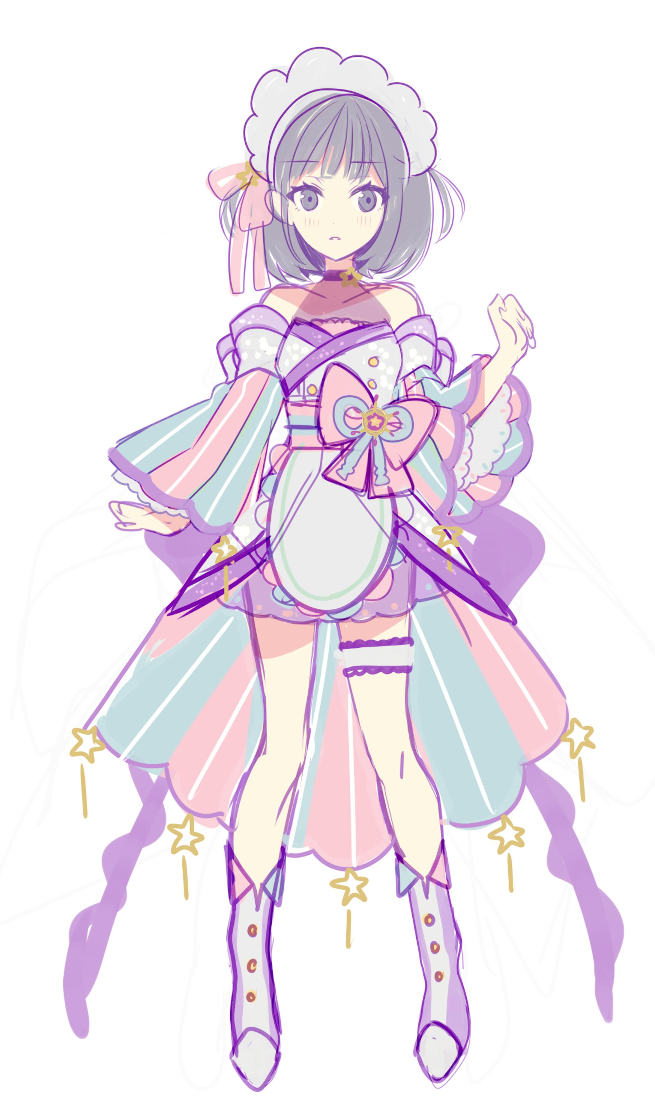 同人 Vtuber 職無まちる キャラデザ三面図