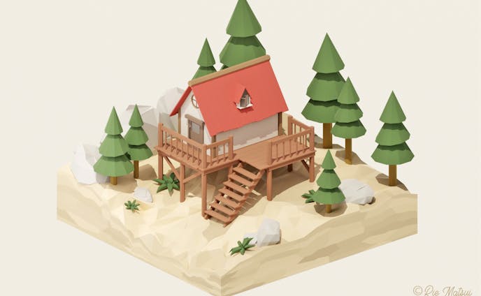 3DCG「Lowpoly House」