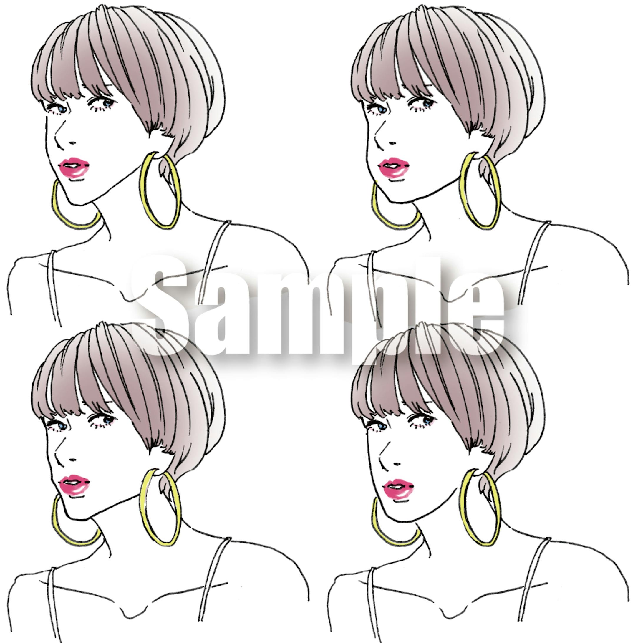 美容 顔型別ヘアスタイルイラスト