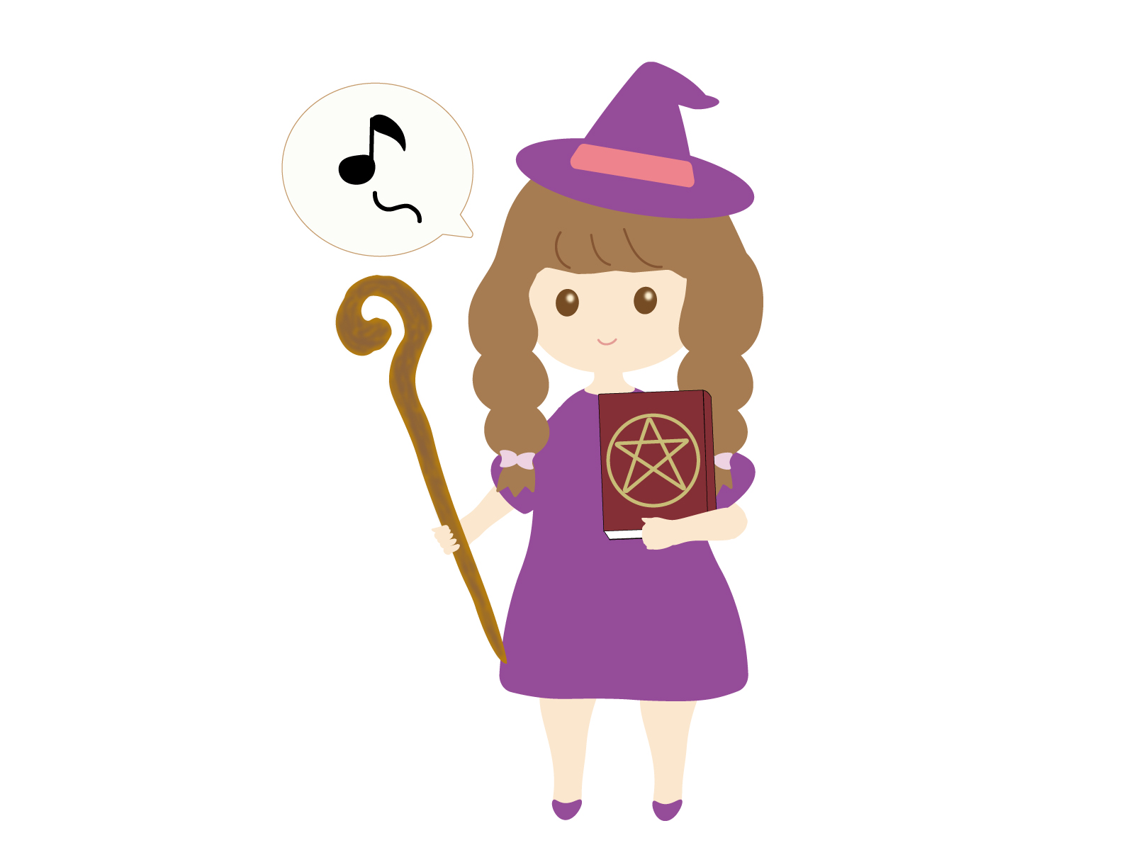 魔法の本を持つ魔女の女の子 -1