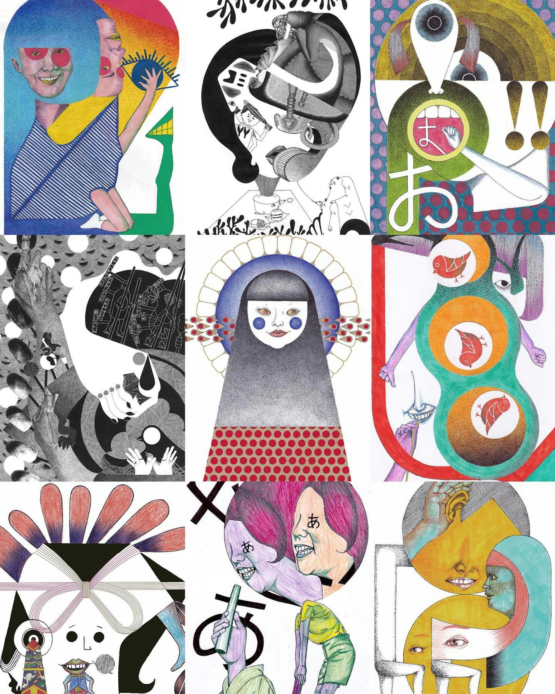 Ballpoint pen drawing. ZINEか画集がBASEでありますb5サイズ...？ 掲載されてる 1部9作品の画像 さっき