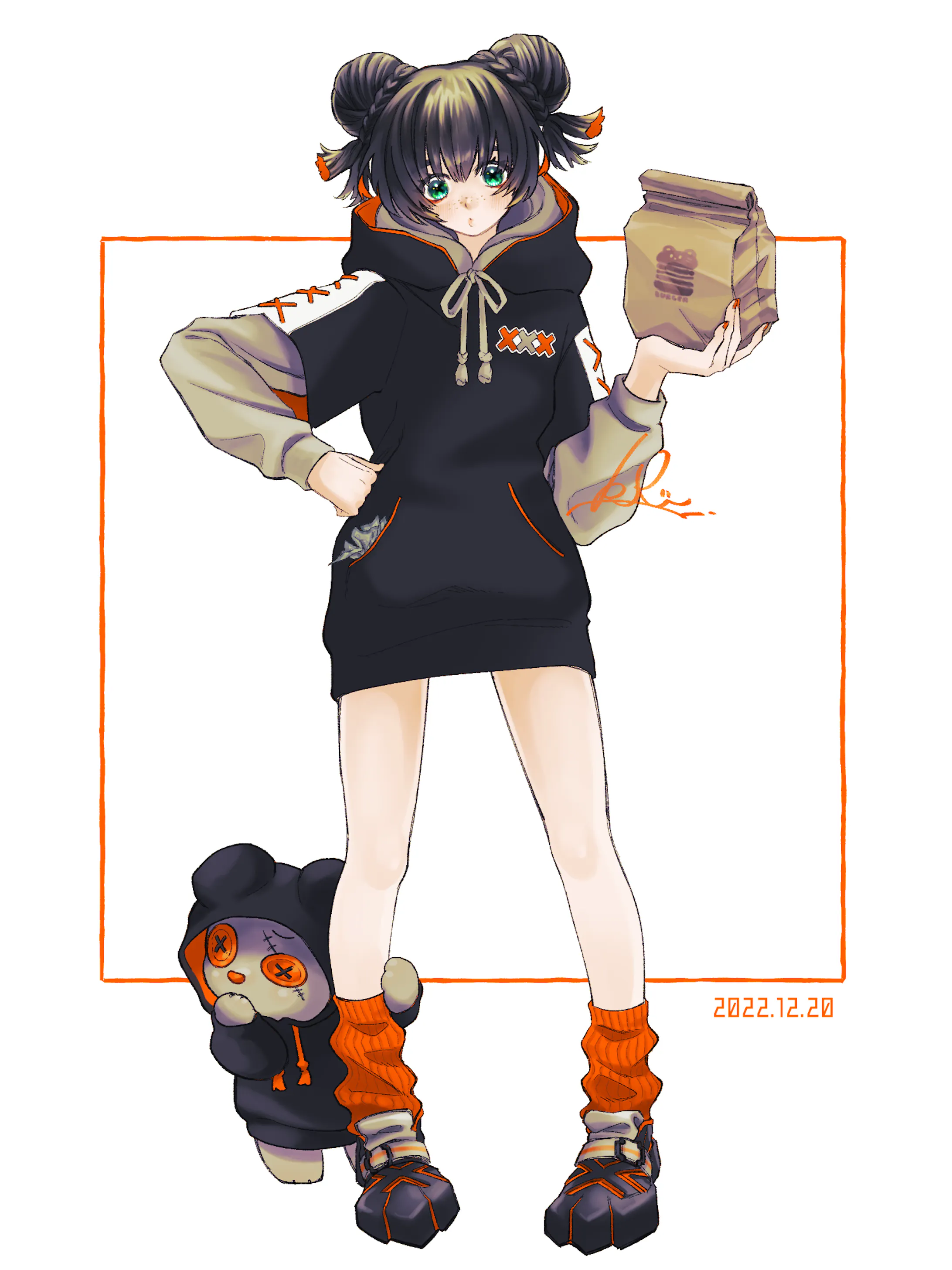 キャラクターデザイン くまモチーフ 女の子 全身立ち絵 キャラクターデザイン くまモチーフ 女の子 全身立ち絵