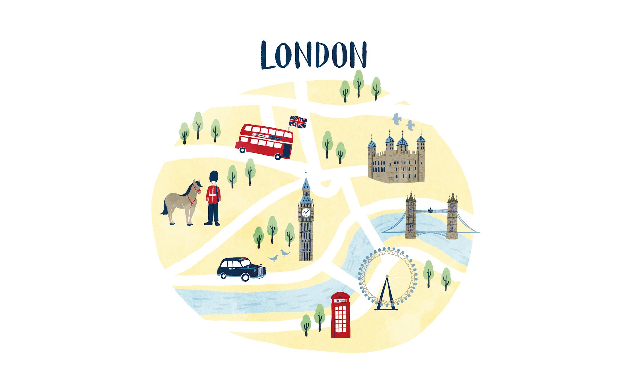 イギリス ロンドンのイラストマップ