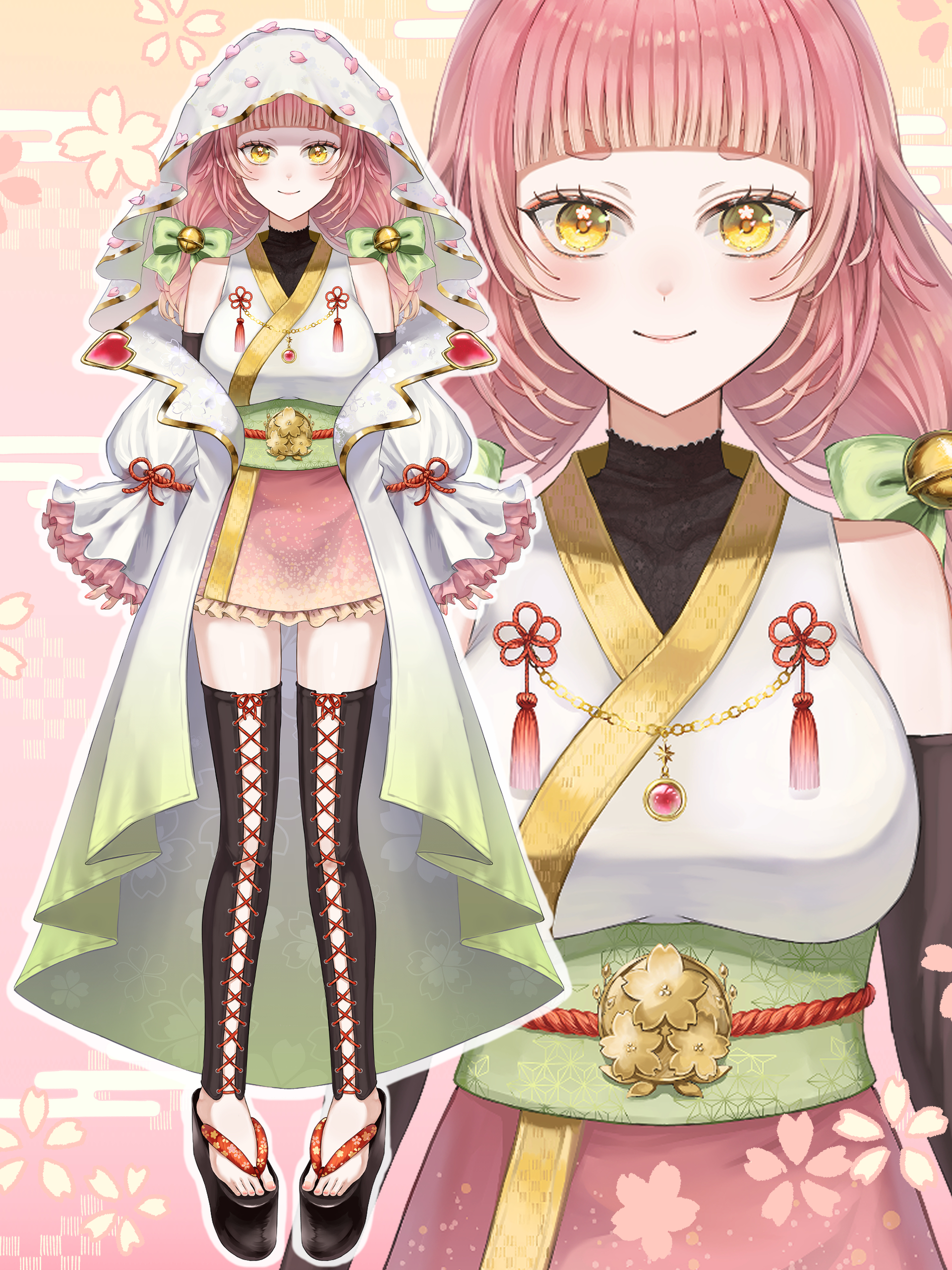 【販売】Live2D用パーツ分け済み立ち絵(桜モチーフの和風女の子)-1