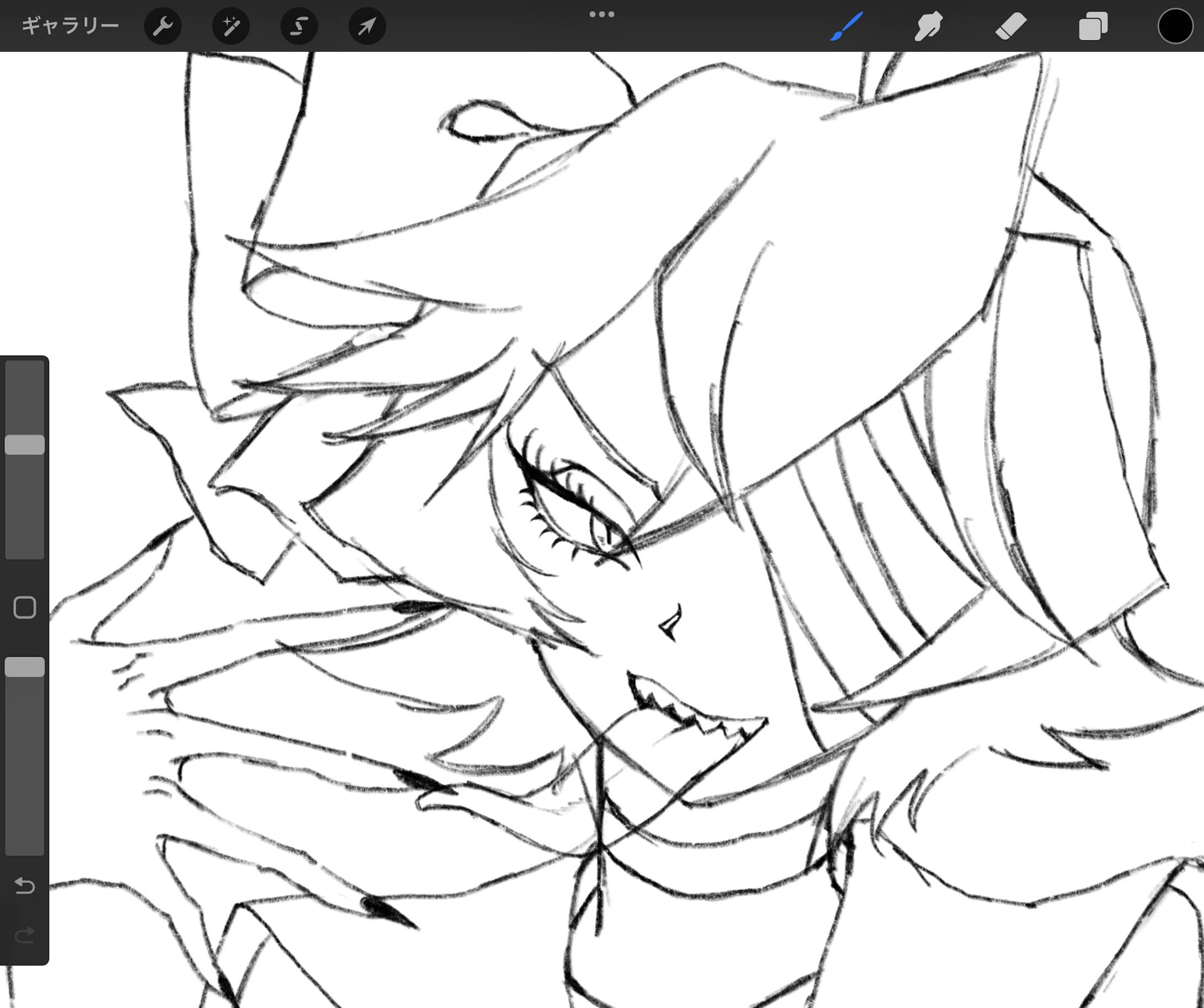 そして線画。まだ粗が目立ちます。 そして線画。まだ粗が目立ちます。