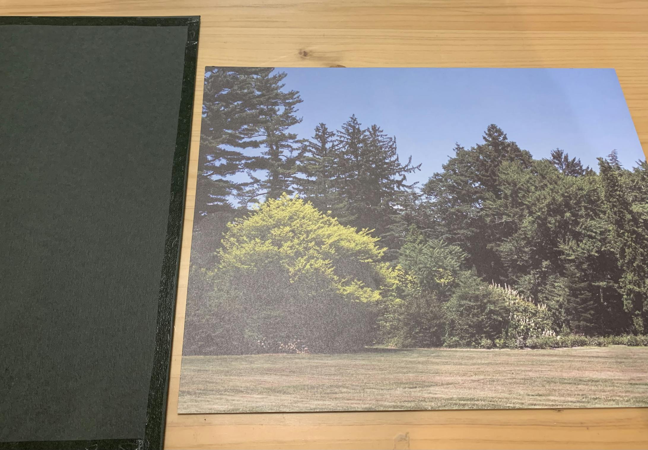 仕上げに背景板の設置です。厚紙に背景用紙を貼り付けて完成です。(でも、実際作品背部からも楽しめるように作ったので、あまり使いません笑)