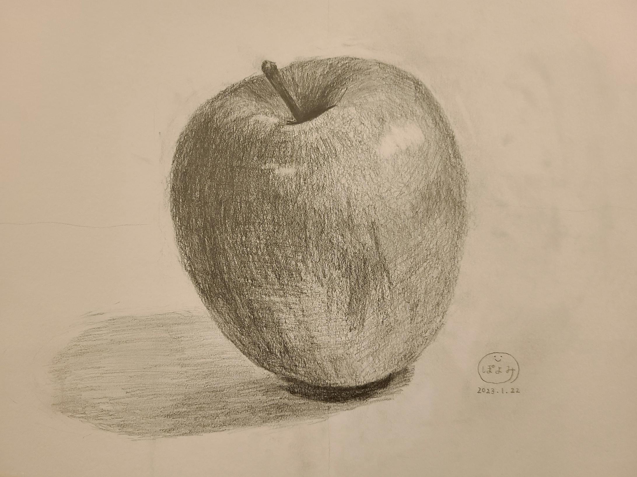 デッサン『りんごちゃん、こんにちは』