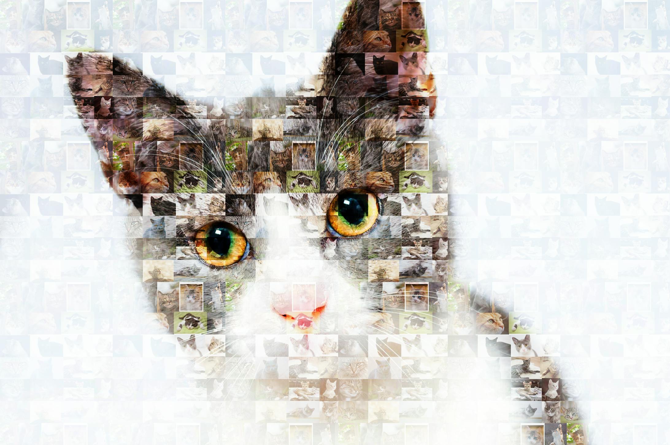 猫のモザイク風アート-1