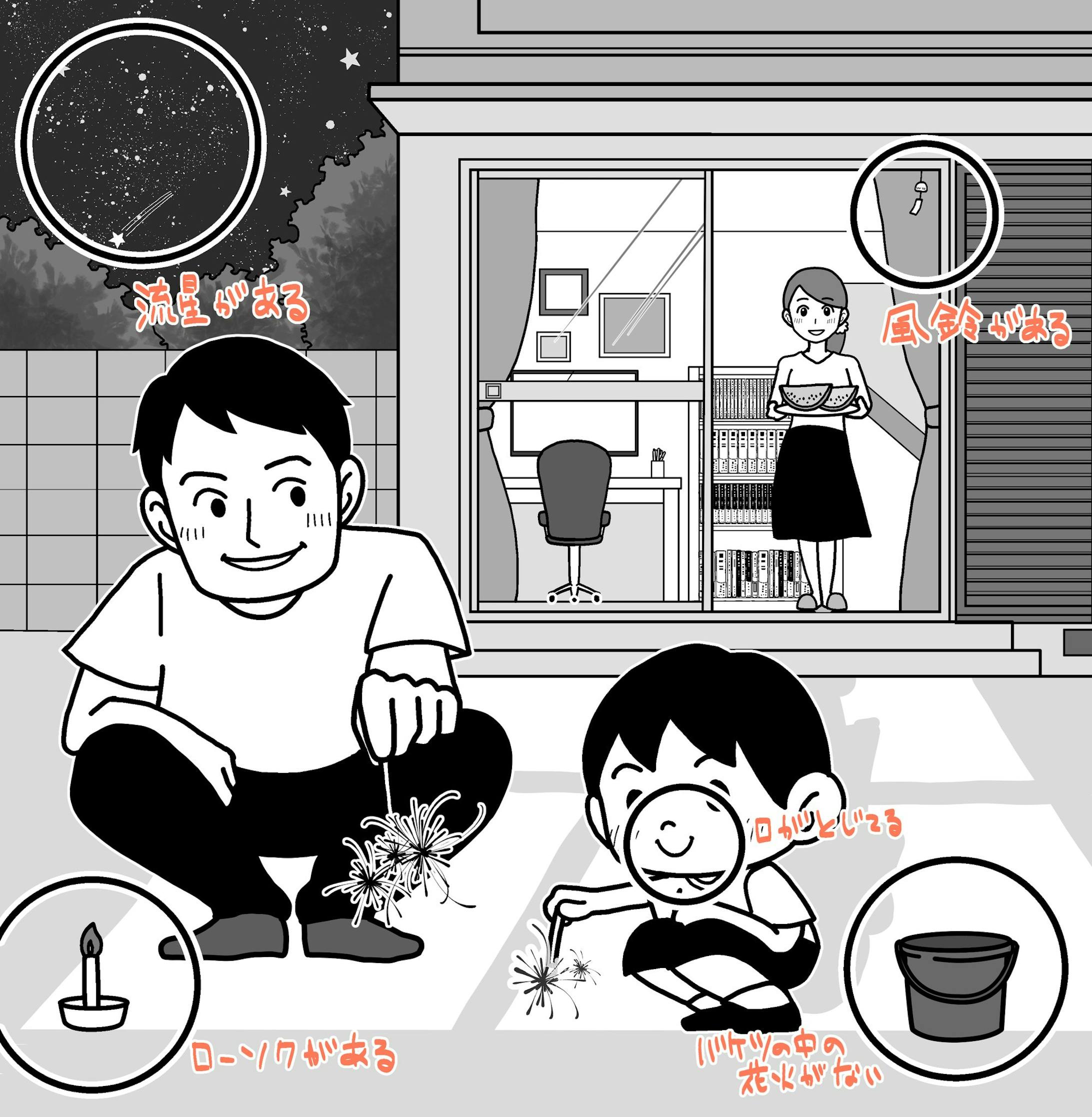 まちがいさがし Stayhome花火 夏イラスト まちがいさがし Stayhome花火 夏イラスト