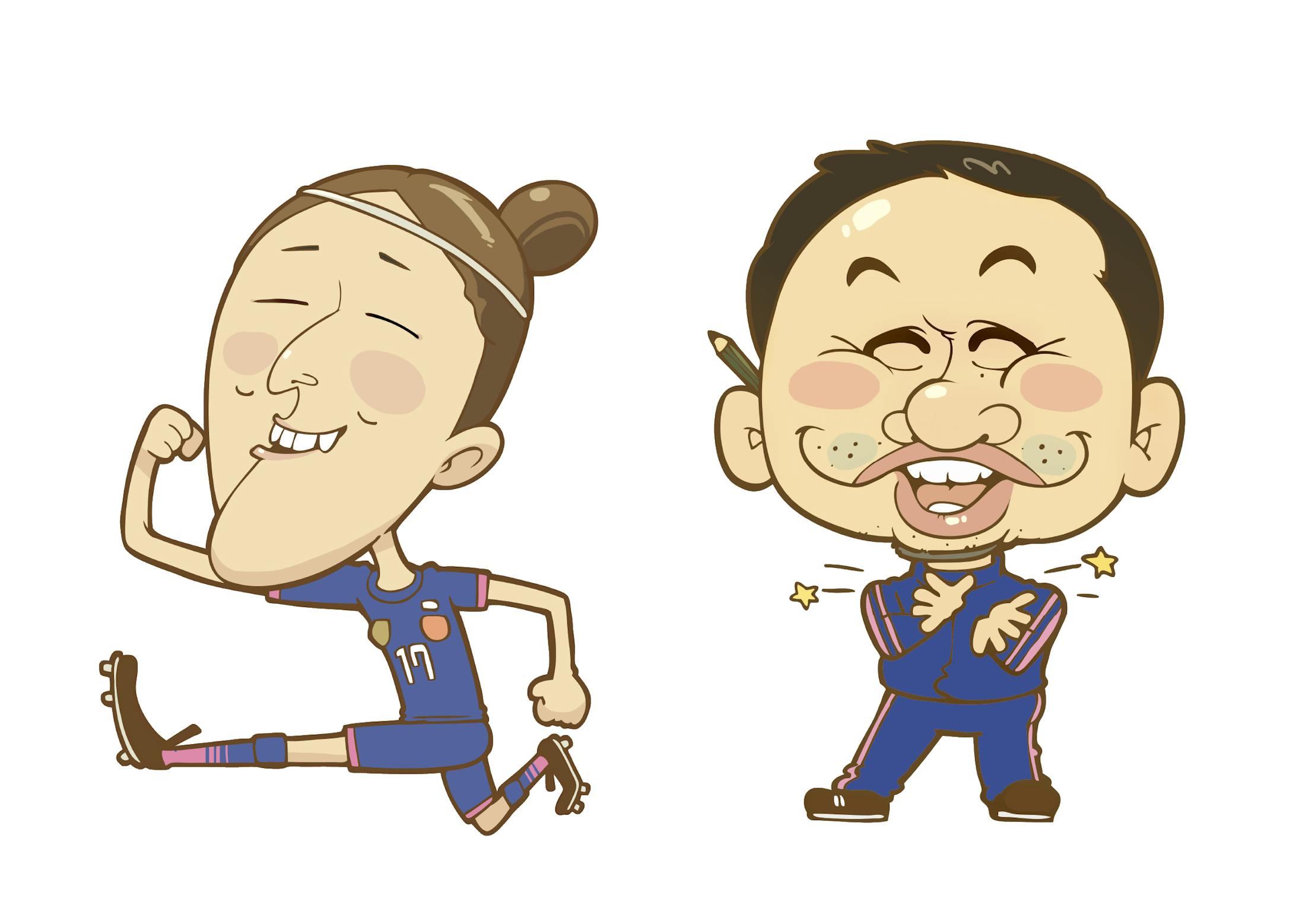 似顔絵イラスト 女子サッカー選手 監督 似顔絵イラスト 女子サッカー選手 監督
